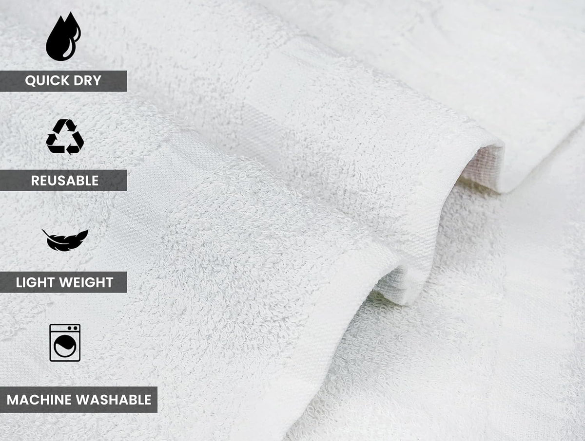 ZUPERIA White Bath Towels Bulk 12 Pack (24 x 48 Inches) - 100% Cotton Economy Light Weight Towels for Commercial Use - Quick Dry, Ultra-Soft, and Absorbent Bulk Towels