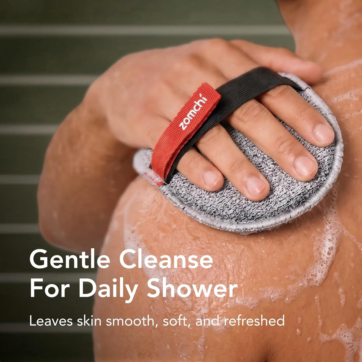 ZOMCHI Large Exfoliating Body Scrubber with Dual-Texture, 2 Pack, Grey