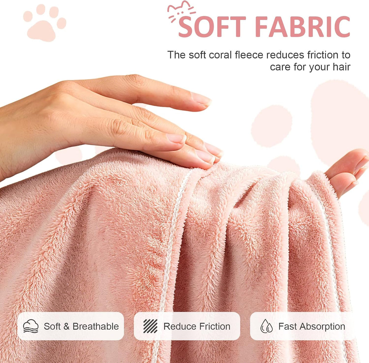 2 Pack Microfiber Hair Towel Wrap for Kids, Cute Cat Hair Drying Towels