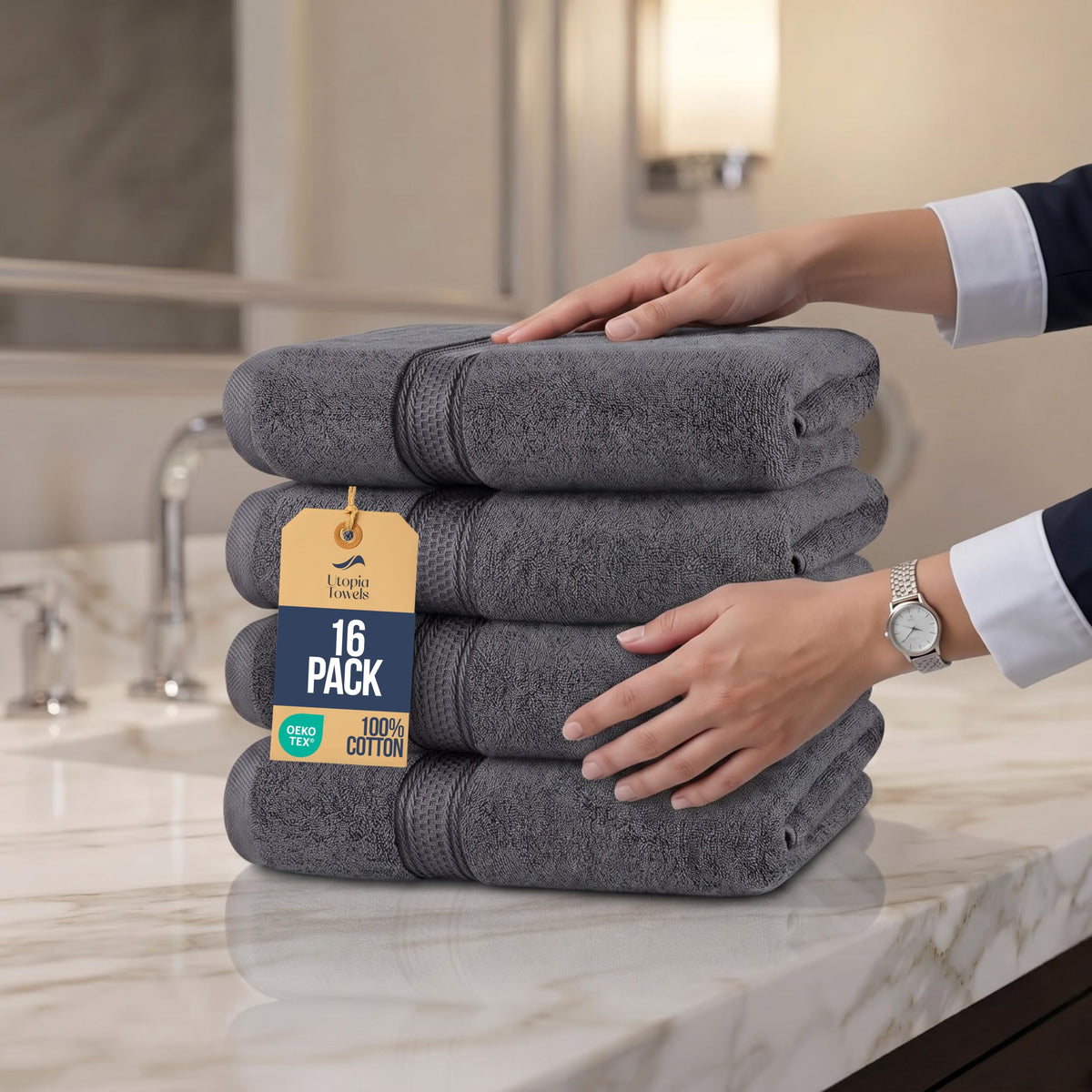 Utopia Towels 4 Pack Premium Bath Towels, 27x54 in, 600 GSM Cotton Grey