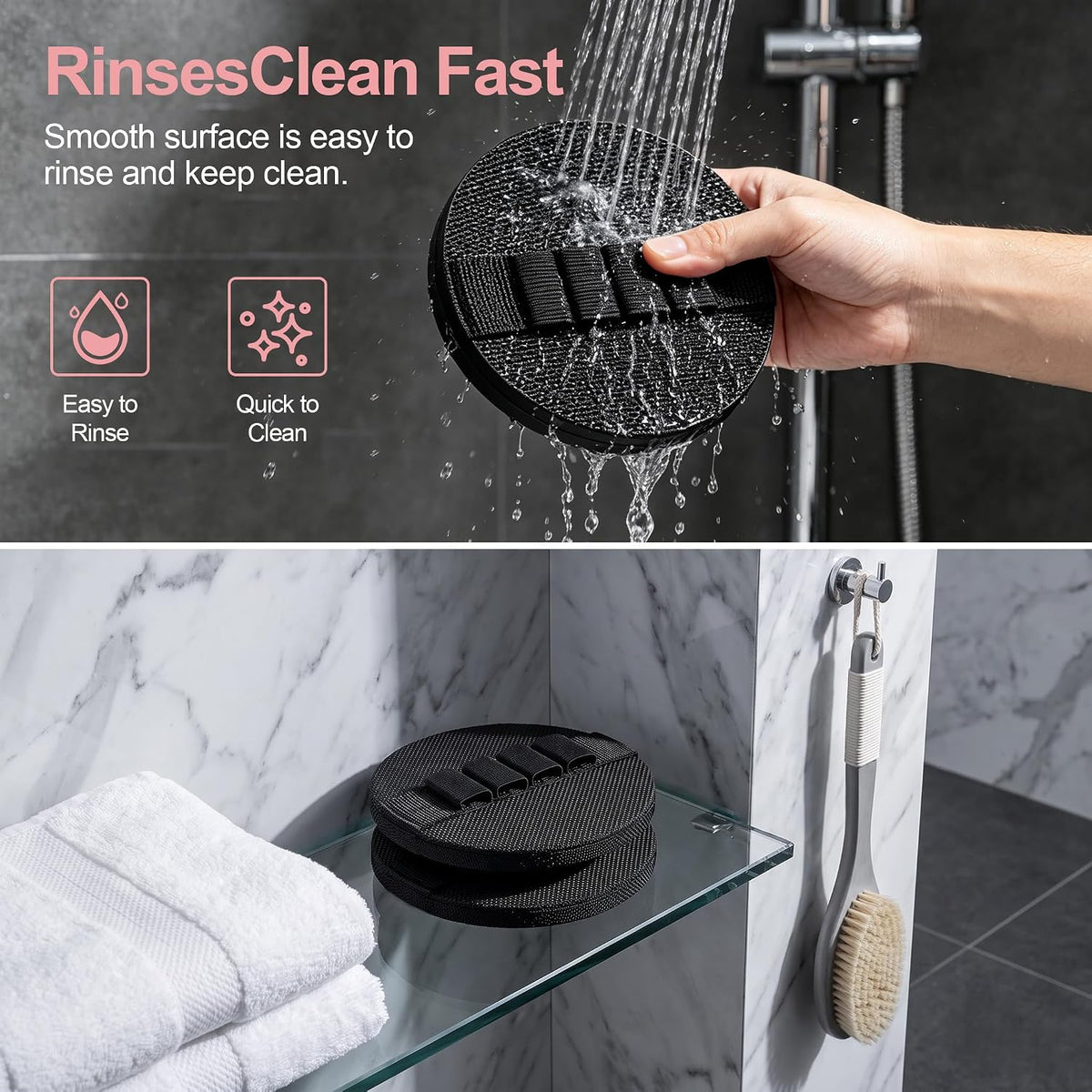 Exfoliating Gloves for Shower, Soft Rubber Gentle Body Scrubber Glove(2pcs)