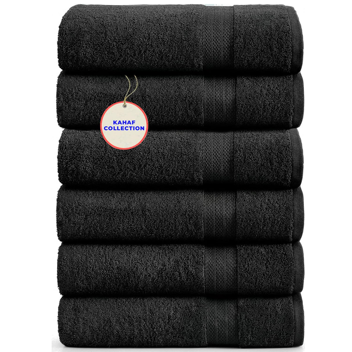KAHAF COLLECTION 100% Cotton Bath Towels, 24x48 Pack of 6 Towels, Quick Dry, Highly Absorbent, Soft Feel Towel, Gym, Spa, Bathroom, Shower, Pool, Luxury Soft Towels (Grey, 24x48-6 Pack)