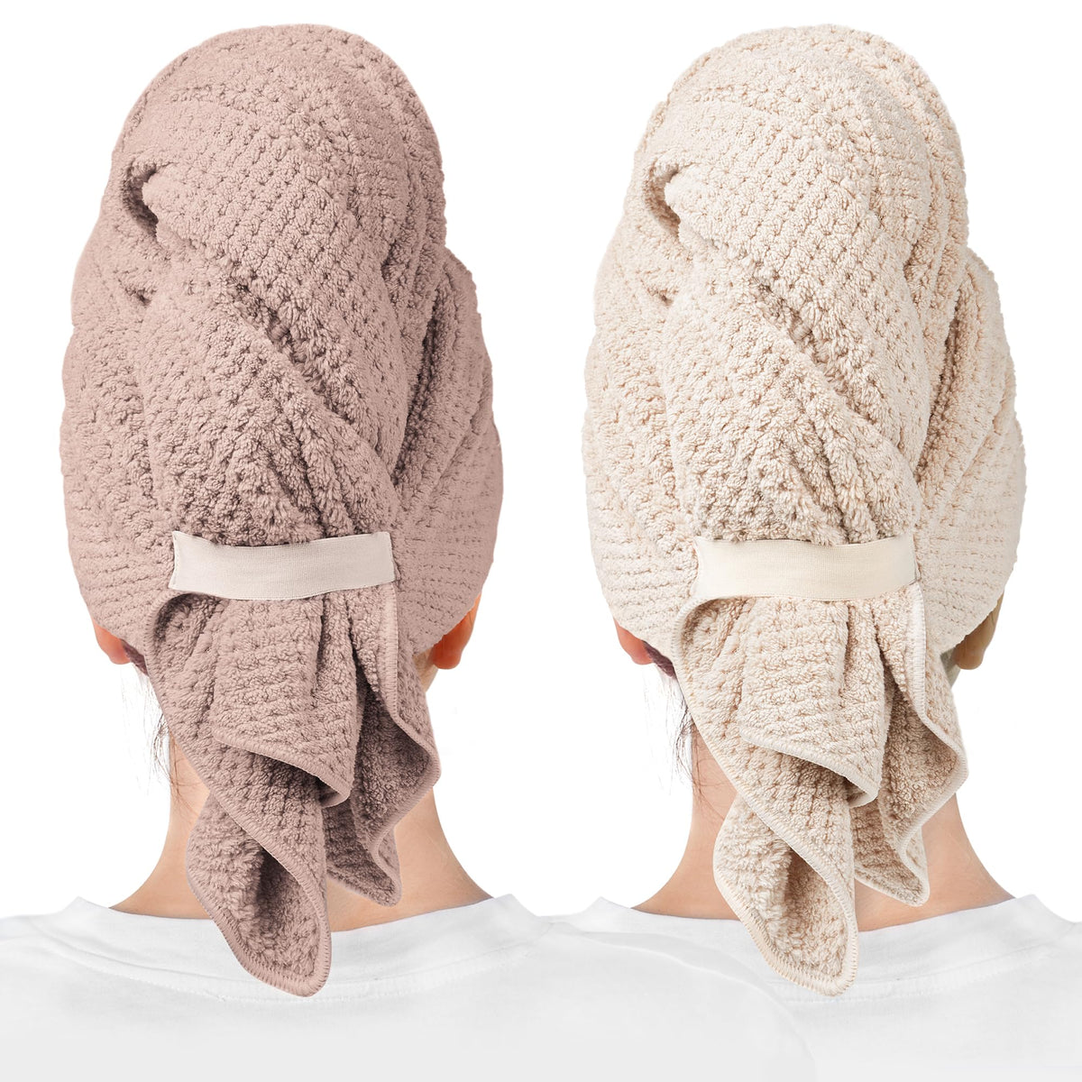 ROLSHOL 2-Pack Large Microfiber Hair Towel Wraps for Women, 27 × 39 in