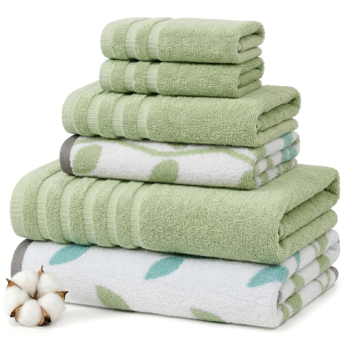 Modern Threads 6 Piece Bath Towel Set – Bathroom Set with 2 Bath Towels, 2 Hand Towels, and 2 Wash Cloths – 100% Cotton, Super Absorbent & Extra Soft – Reversible Classic Diamond (Aqua)