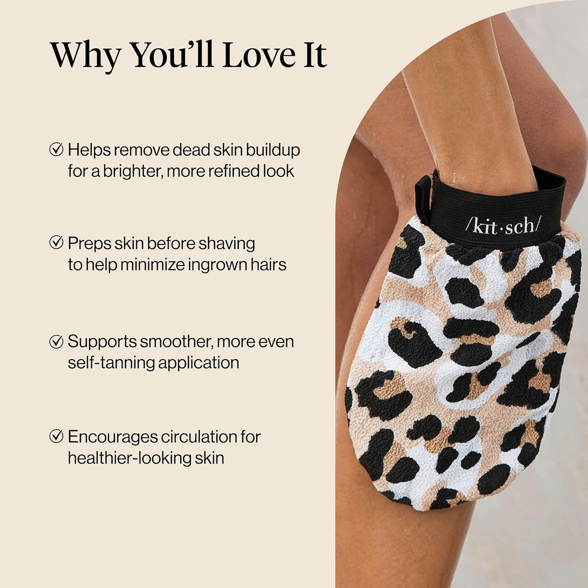 Kitsch Exfoliating Glove – Exfoliating Mitt - 1pc Leopard