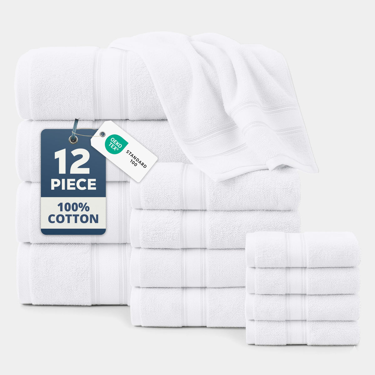 LANE LINEN Bath Towel Set 100% Cotton 18 Piece Soft Absorbent - Grey