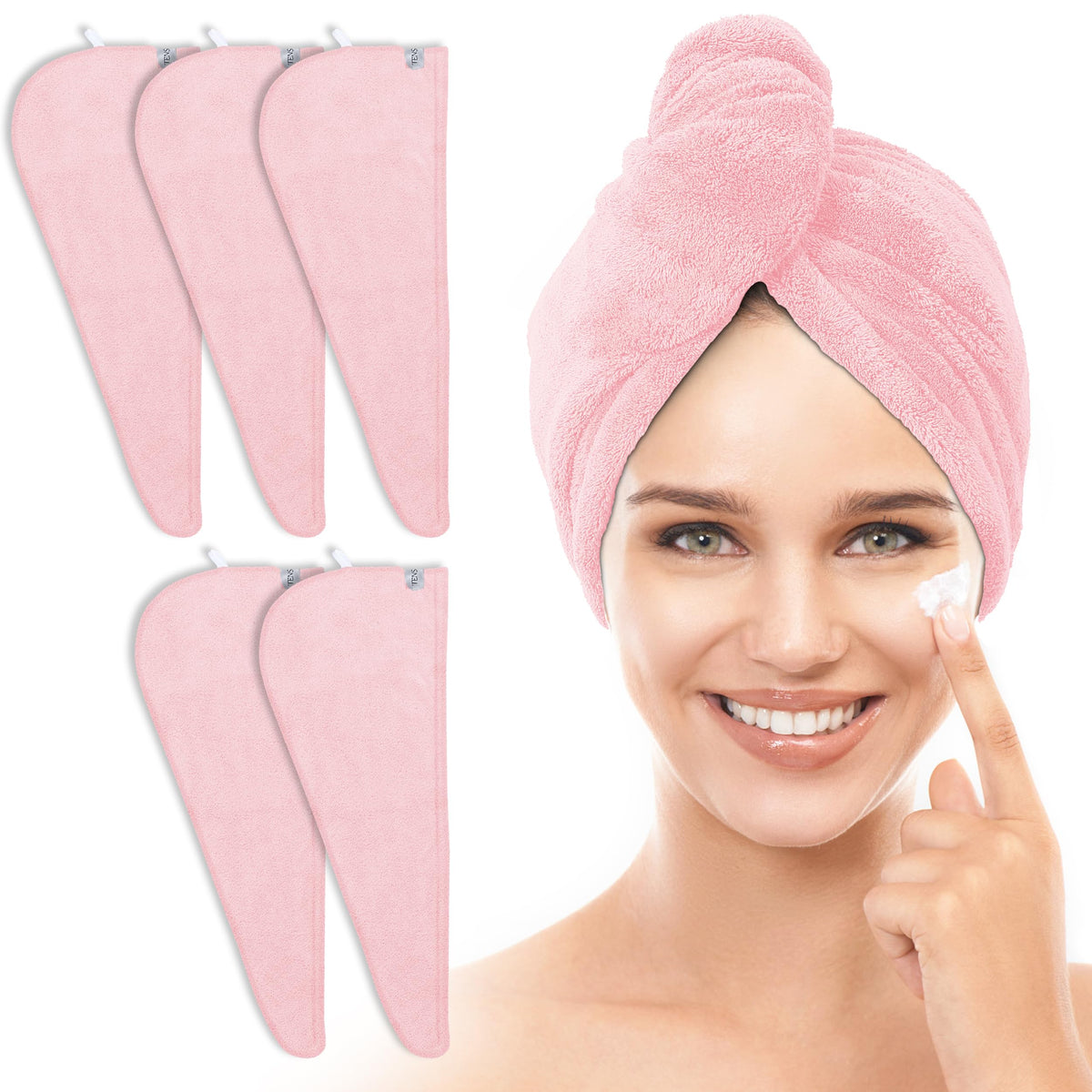 TENSTARS Microfiber Hair Towel Wrap for Women All Hair Types, 320GSM Thick