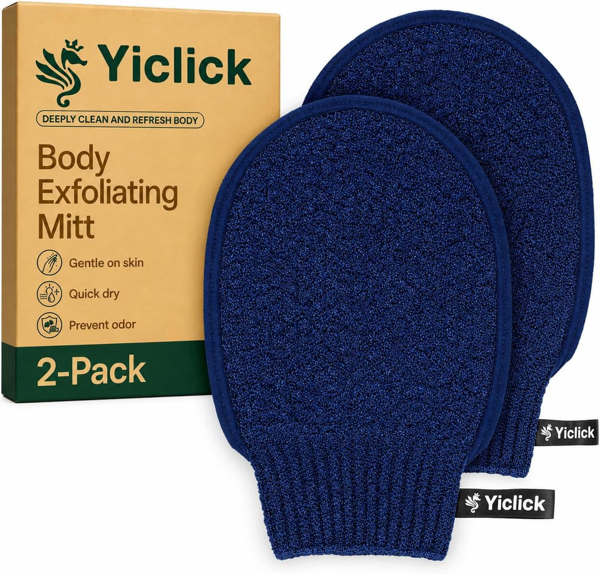 Exfoliating Mitt, Exfoliating Glove, Body Scrubber Exfoliator, 2 Pack