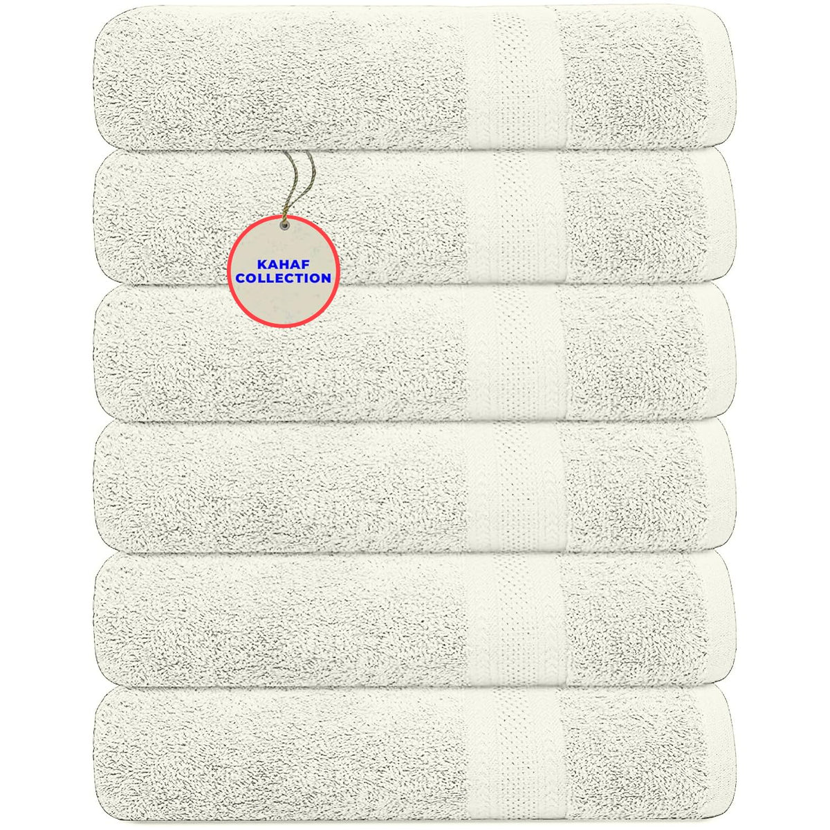 KAHAF COLLECTION 100% Cotton Bath Towels, 24x48 Pack of 6 Towels, Quick Dry, Highly Absorbent, Soft Feel Towel, Gym, Spa, Bathroom, Shower, Pool, Luxury Soft Towels (Grey, 24x48-6 Pack)
