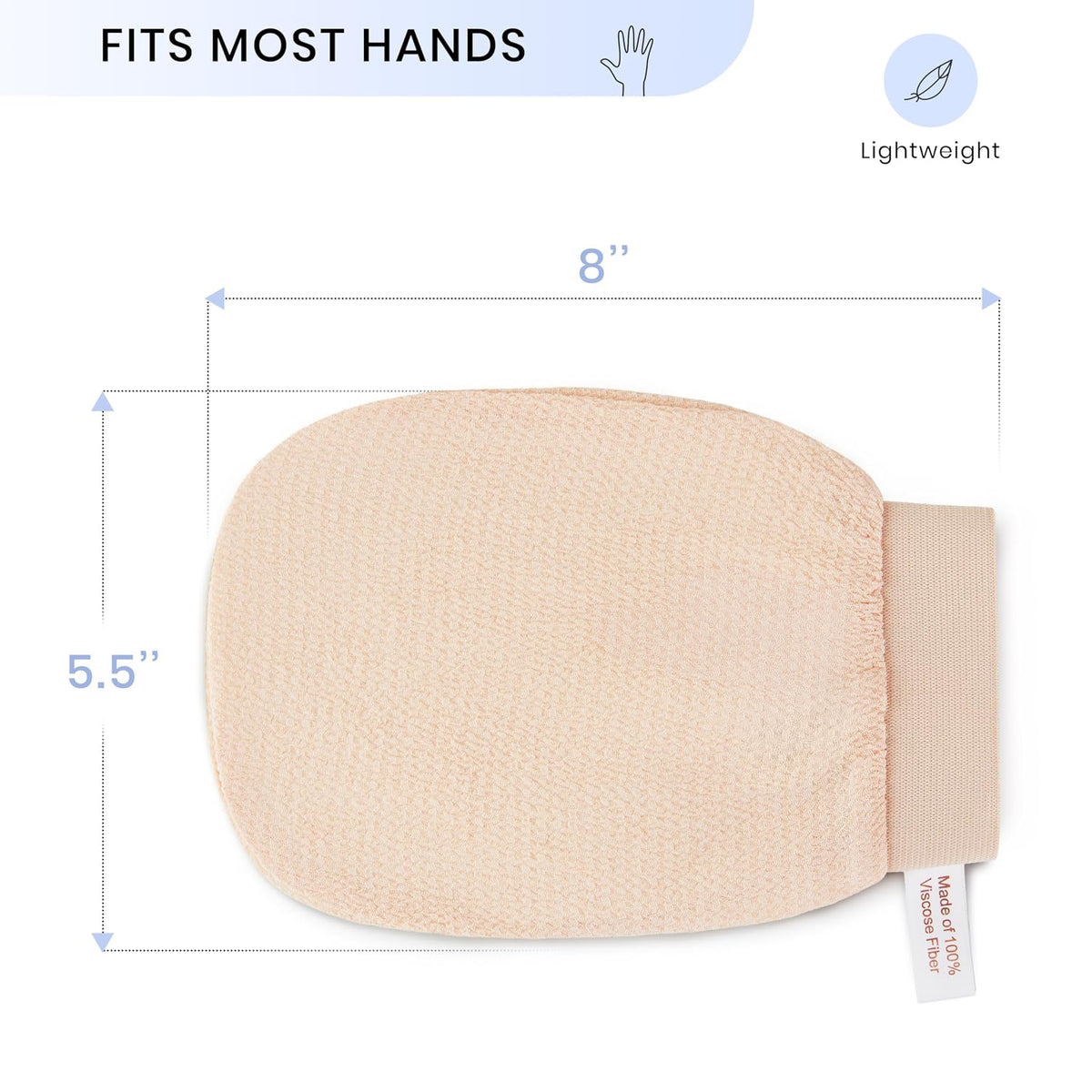 SimpleField Korean Exfoliating Mitt for Remove Dead Skin. 2 Pack 100% Viscose Kessa Deep Exfoliating Gloves for Body Scrub, Keratosis Pilaris & Self Tanning Removal. Smooth Skin Surface. (Muted Peach)