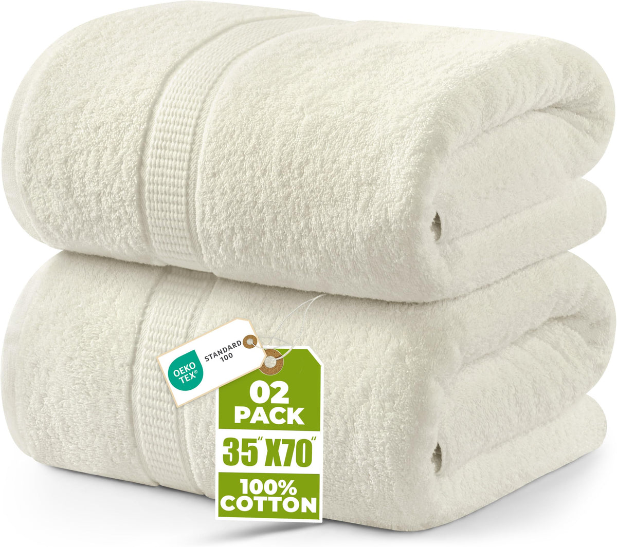 Utopia Towels Jumbo Bath Sheets, 2 Pack, 35x70 in, 600 GSM Cotton, Grey