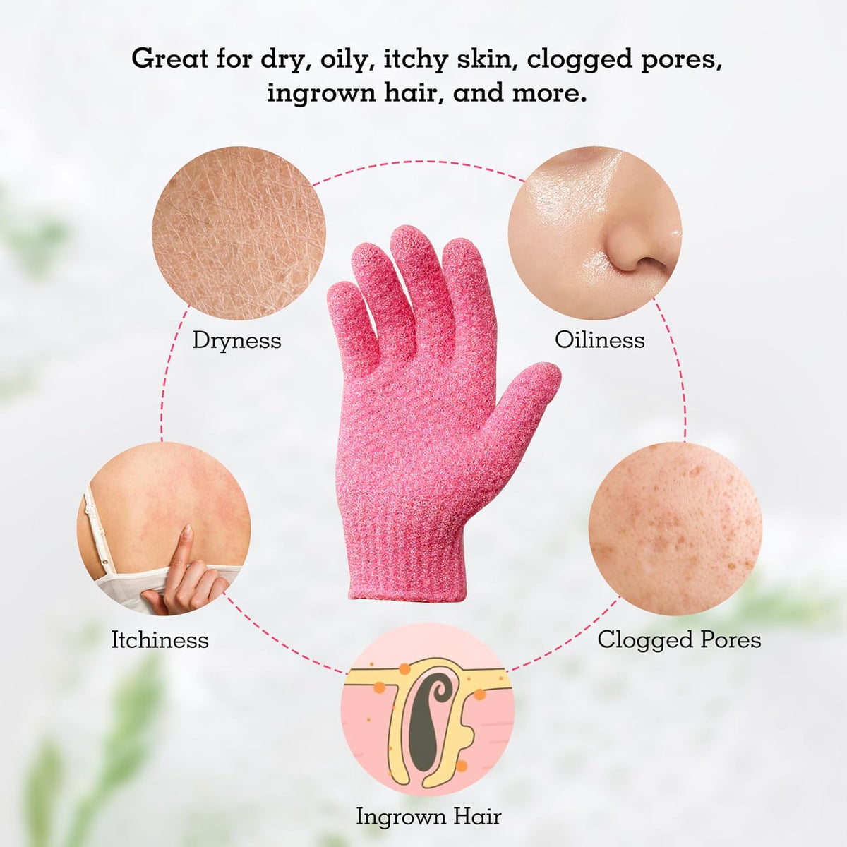 Evridwear Exfoliating Glove for Shower Bath, Body Wash Loofah Gloves Women