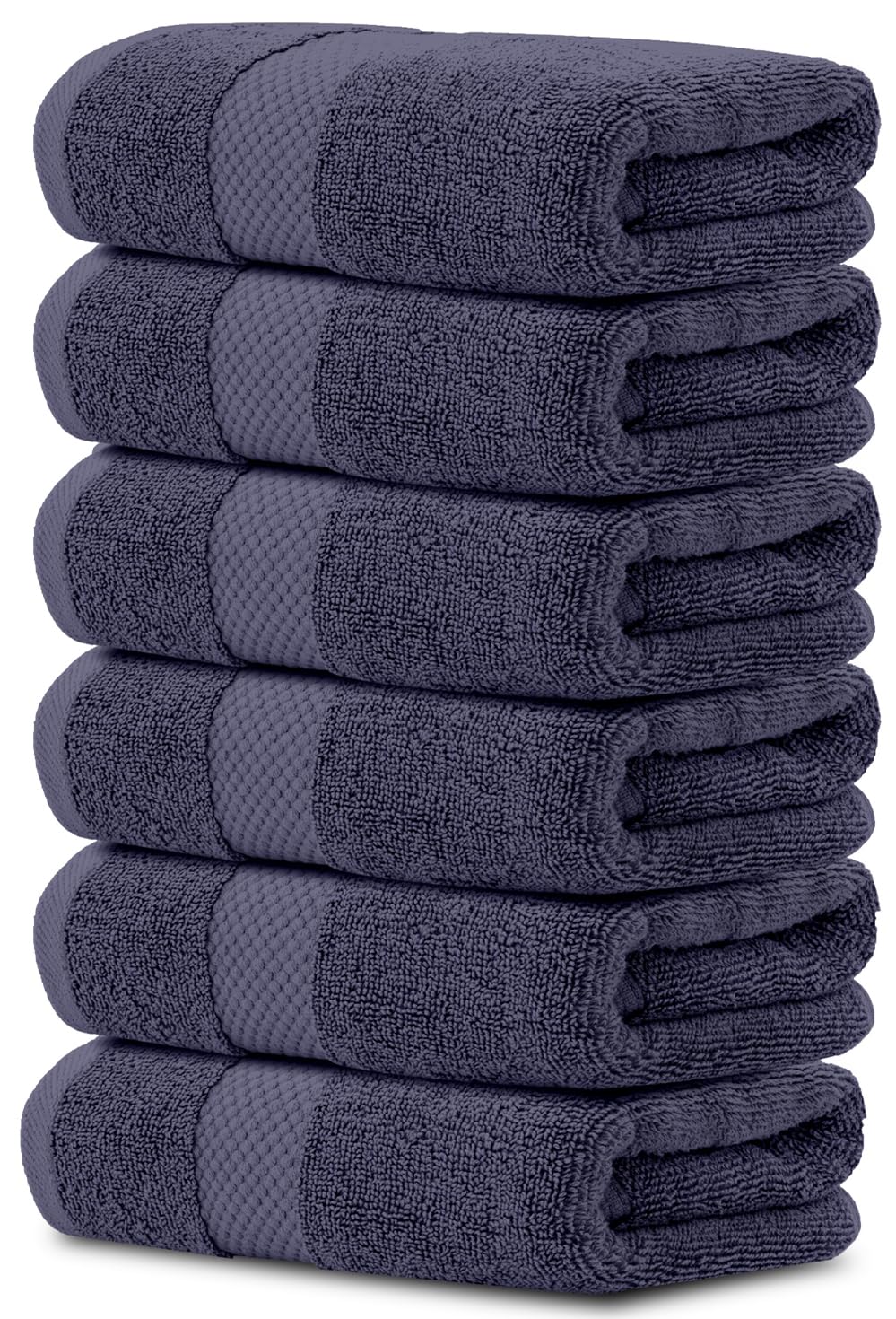 White Classic Luxury White Hand Towels - 100% Turkish Cotton, 16x30, 6 Pack