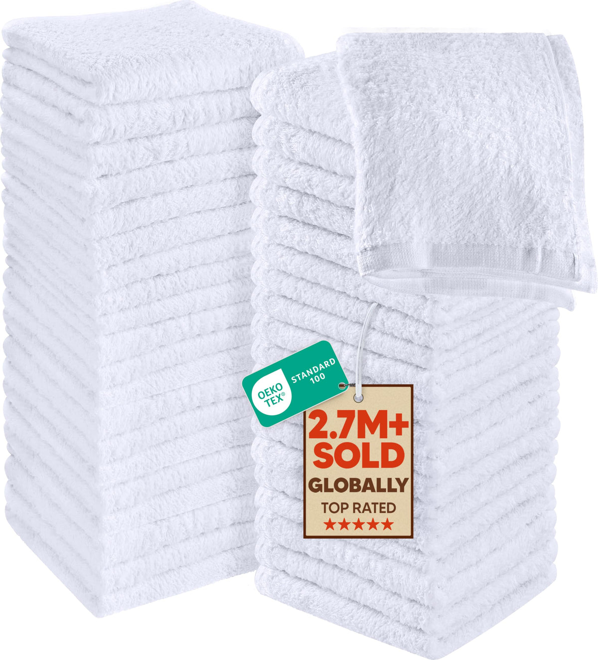 Utopia Towels 12 Pack Washcloths, 12x12 in, 100% Cotton, White