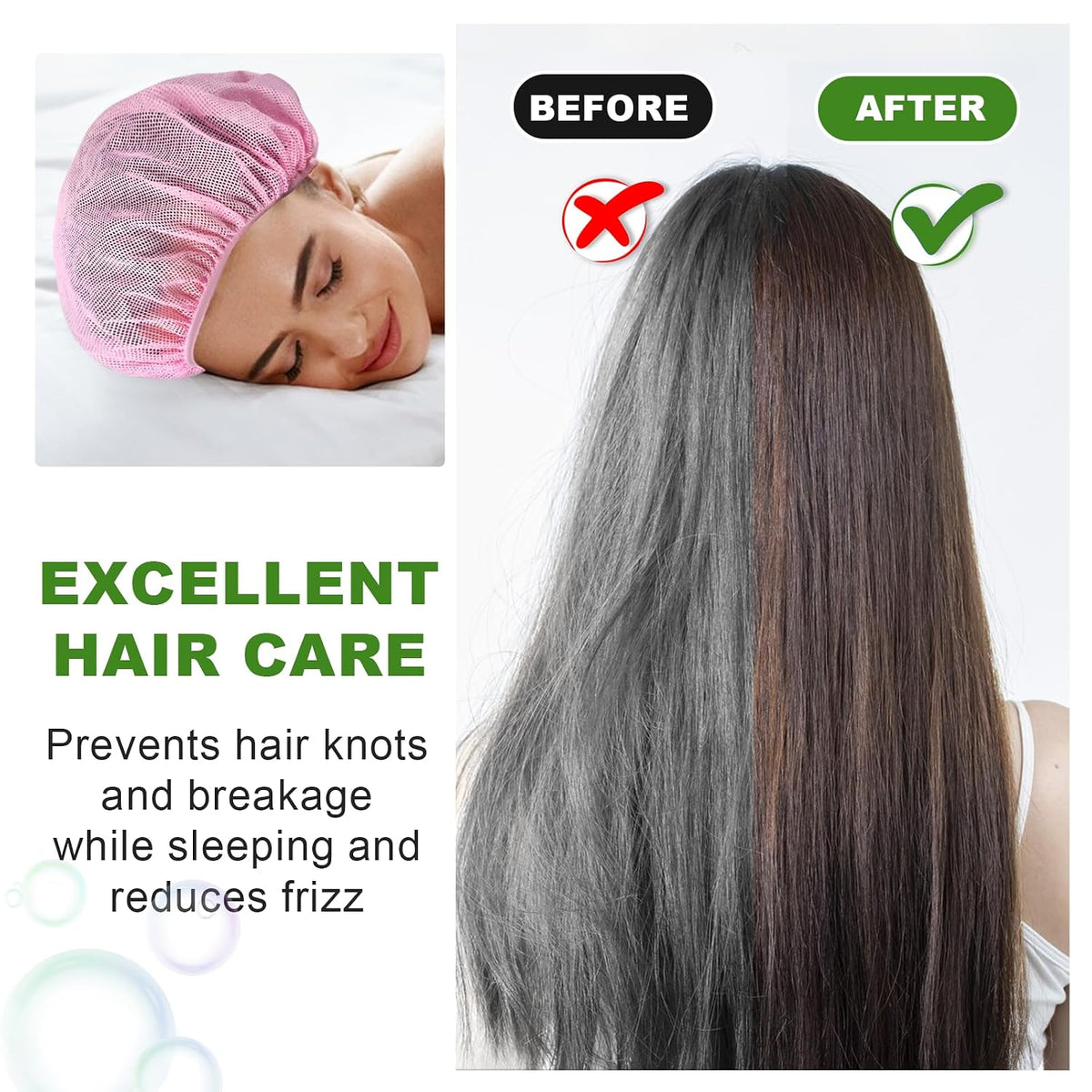4 PCS Hairnets for Women Sleeping Sleep Cap Bonnet Mesh Hair Wraps
