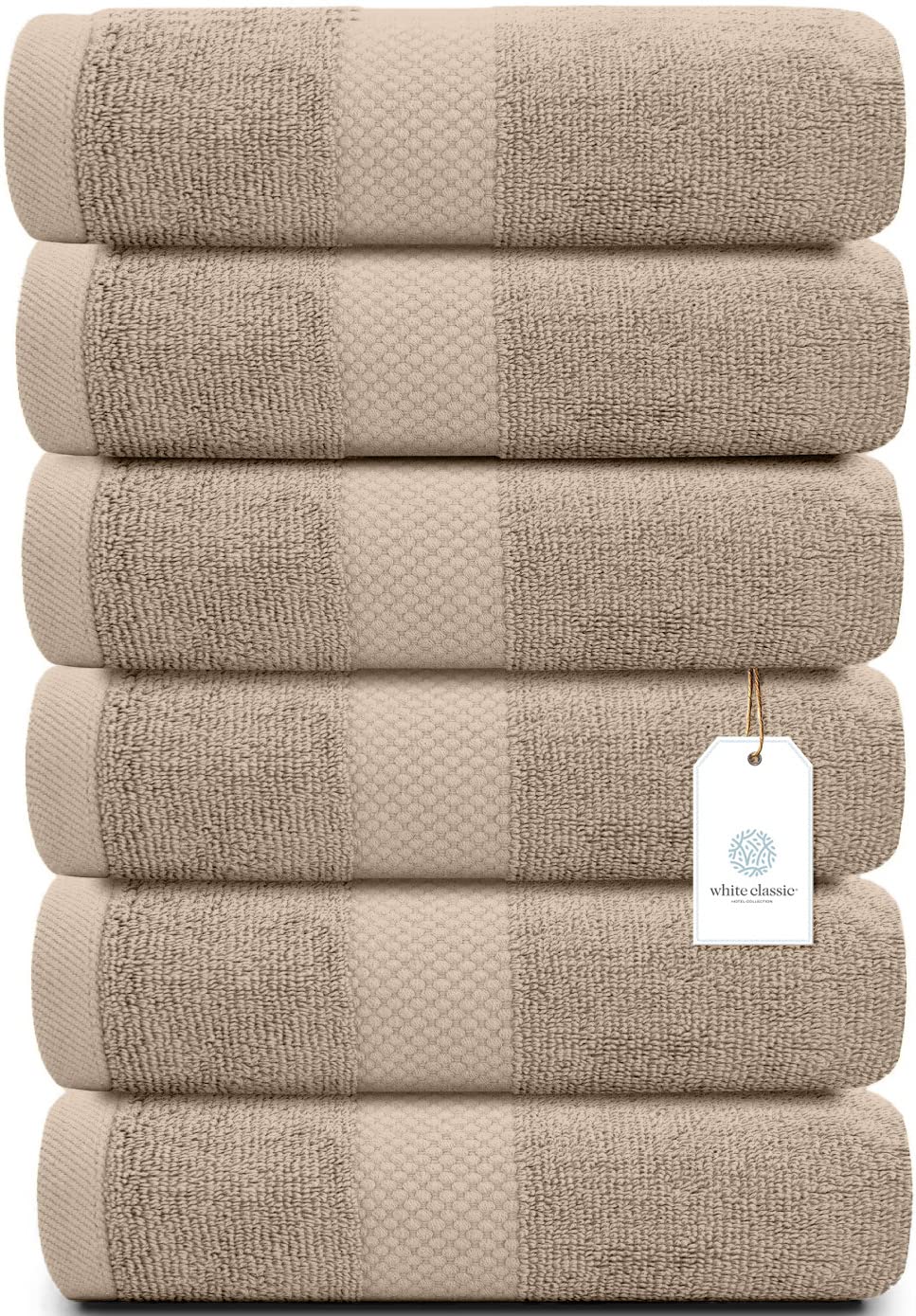 White Classic Luxury White Hand Towels - 100% Turkish Cotton, 16x30, 6 Pack