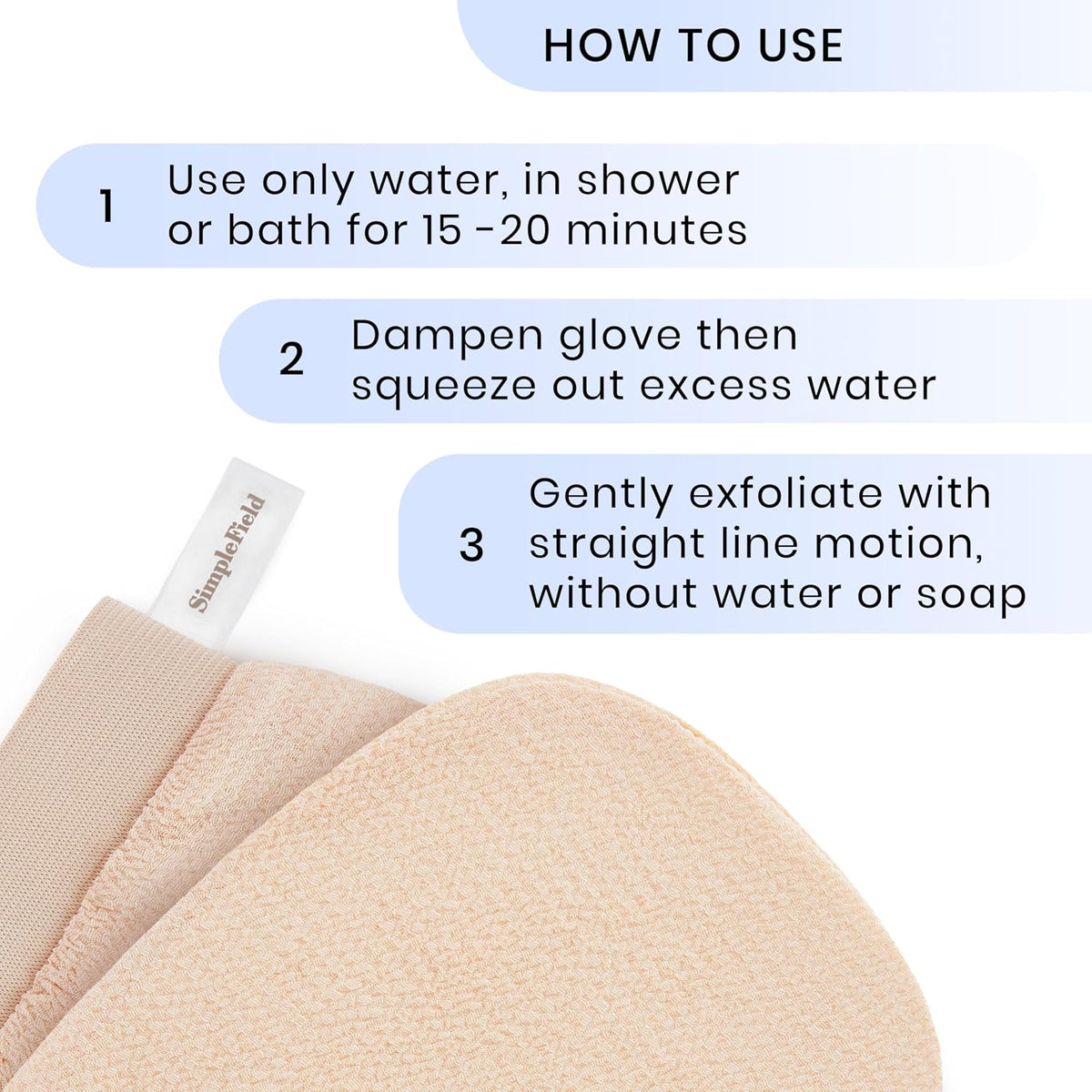 SimpleField Korean Exfoliating Mitt for Remove Dead Skin. 2 Pack 100% Viscose Kessa Deep Exfoliating Gloves for Body Scrub, Keratosis Pilaris & Self Tanning Removal. Smooth Skin Surface. (Muted Peach)