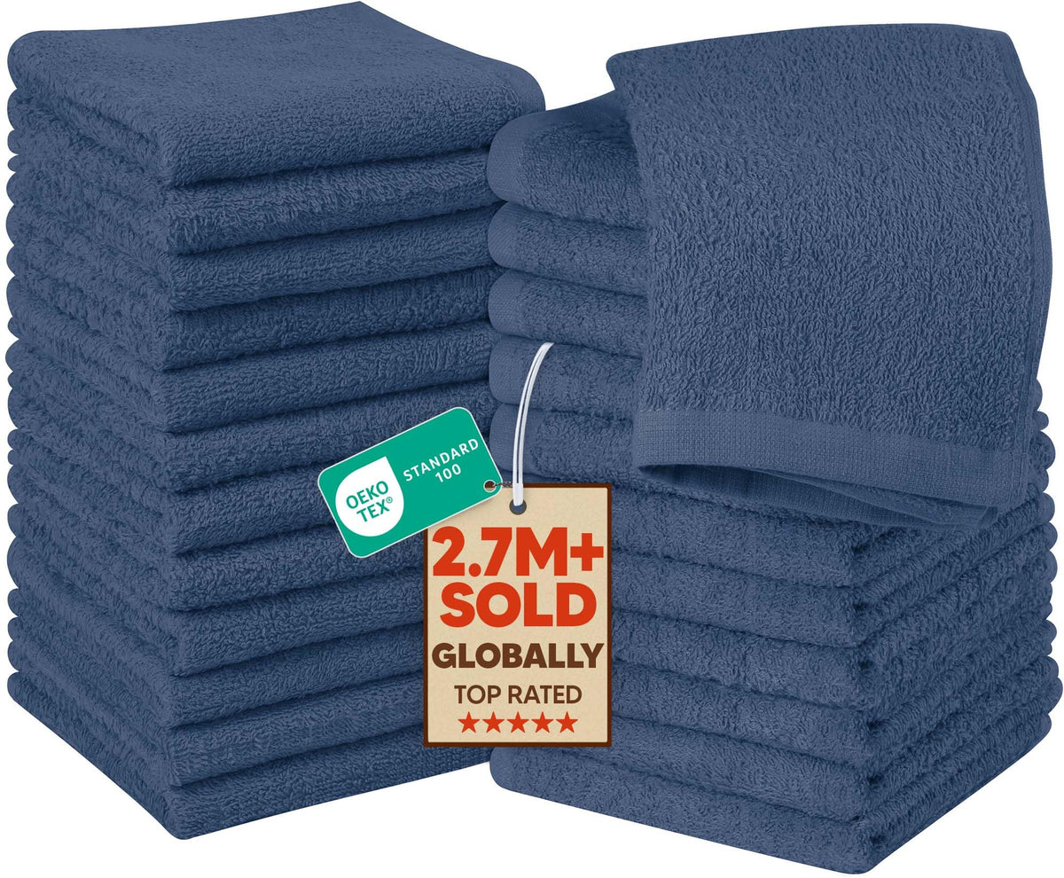 Utopia Towels 12 Pack Washcloths, 12x12 in, 100% Cotton, White