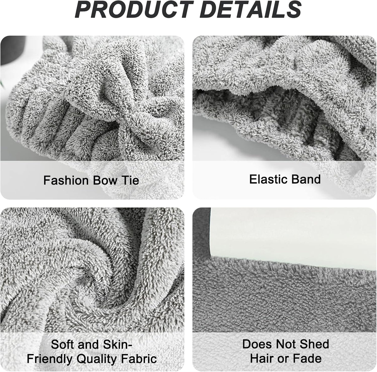 2 Pack Microfiber Hair Towel Cap, Quick Drying Cap