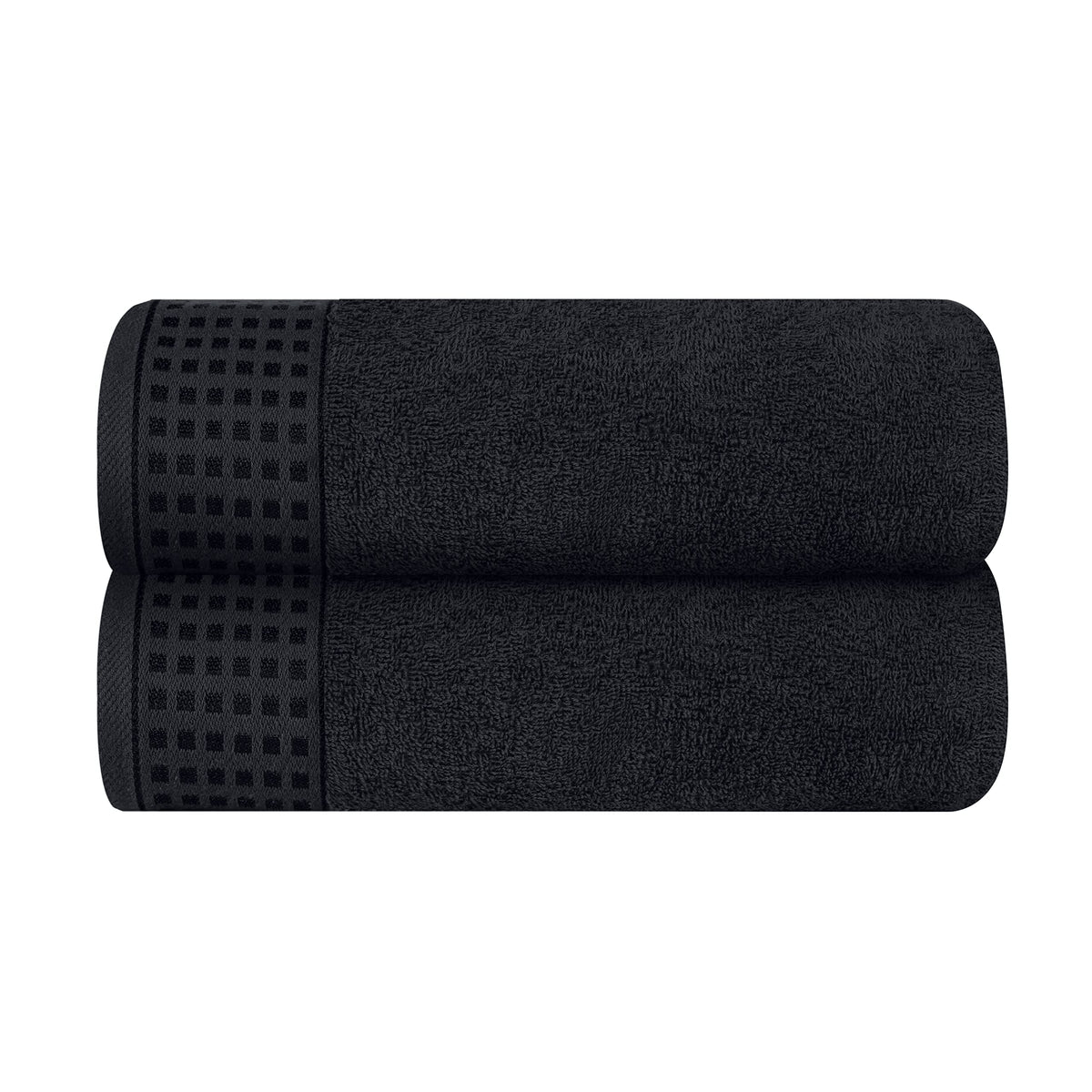 GLAMBURG 100% Cotton 2 Pack Oversized Bath Towel Set 28x55 Inches, Ultra Soft Highly Absorbant Compact Quickdry & Lightweight Large Bath Towels, Ideal for Gym Travel Camp Pool - Black
