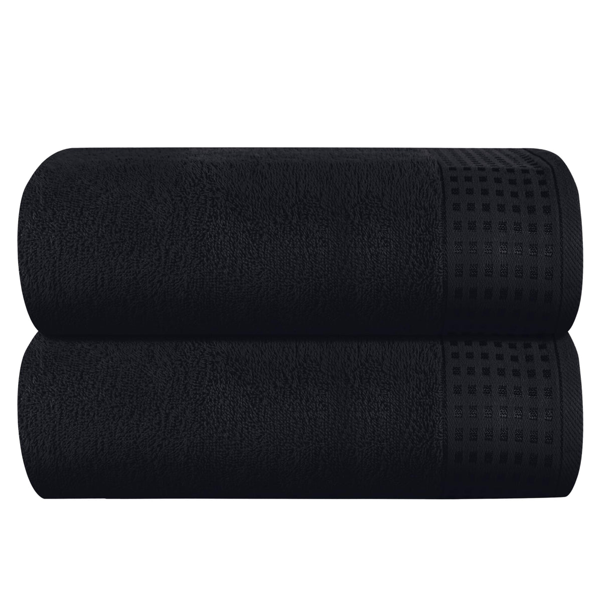 GLAMBURG 100% Cotton 2 Pack Oversized Bath Towel Set 28x55 Inches, Ultra Soft Highly Absorbant Compact Quickdry & Lightweight Large Bath Towels, Ideal for Gym Travel Camp Pool - Black