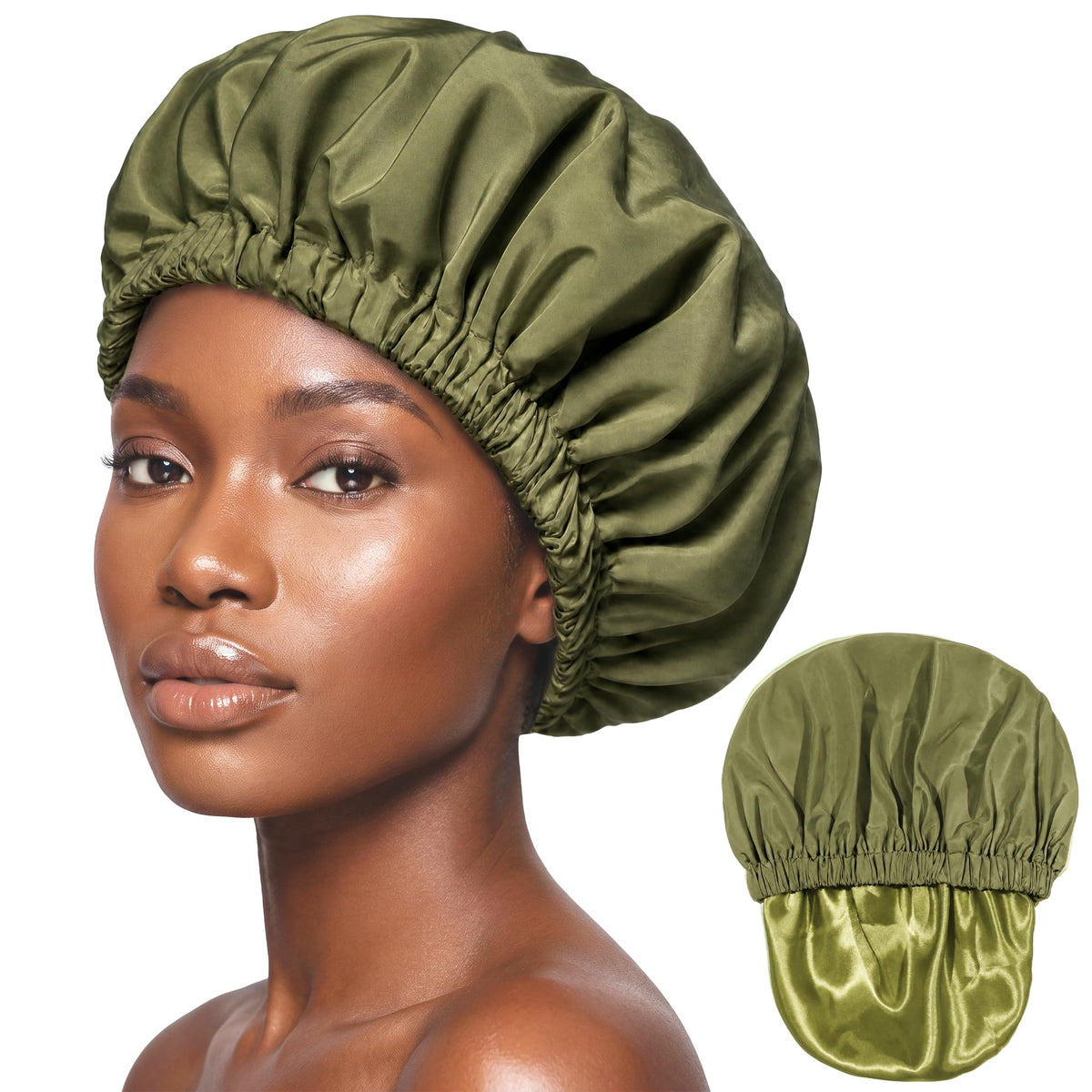 Satin Lined Shower Cap,Shower Caps for Women Reusable Waterproof