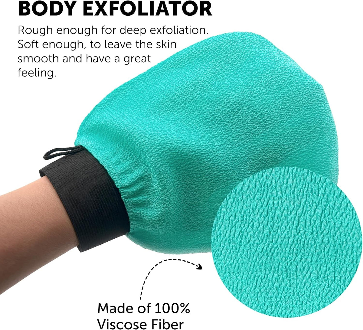 VALITIC Exfoliating Glove Body Scrubber Mitt for Shower, Pair Turquoise