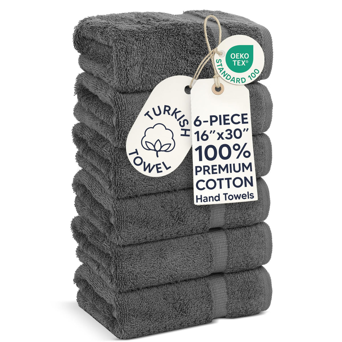 Chakir Turkish Linens 100% Cotton 4-Pack Bath Towels 27x54, Gray