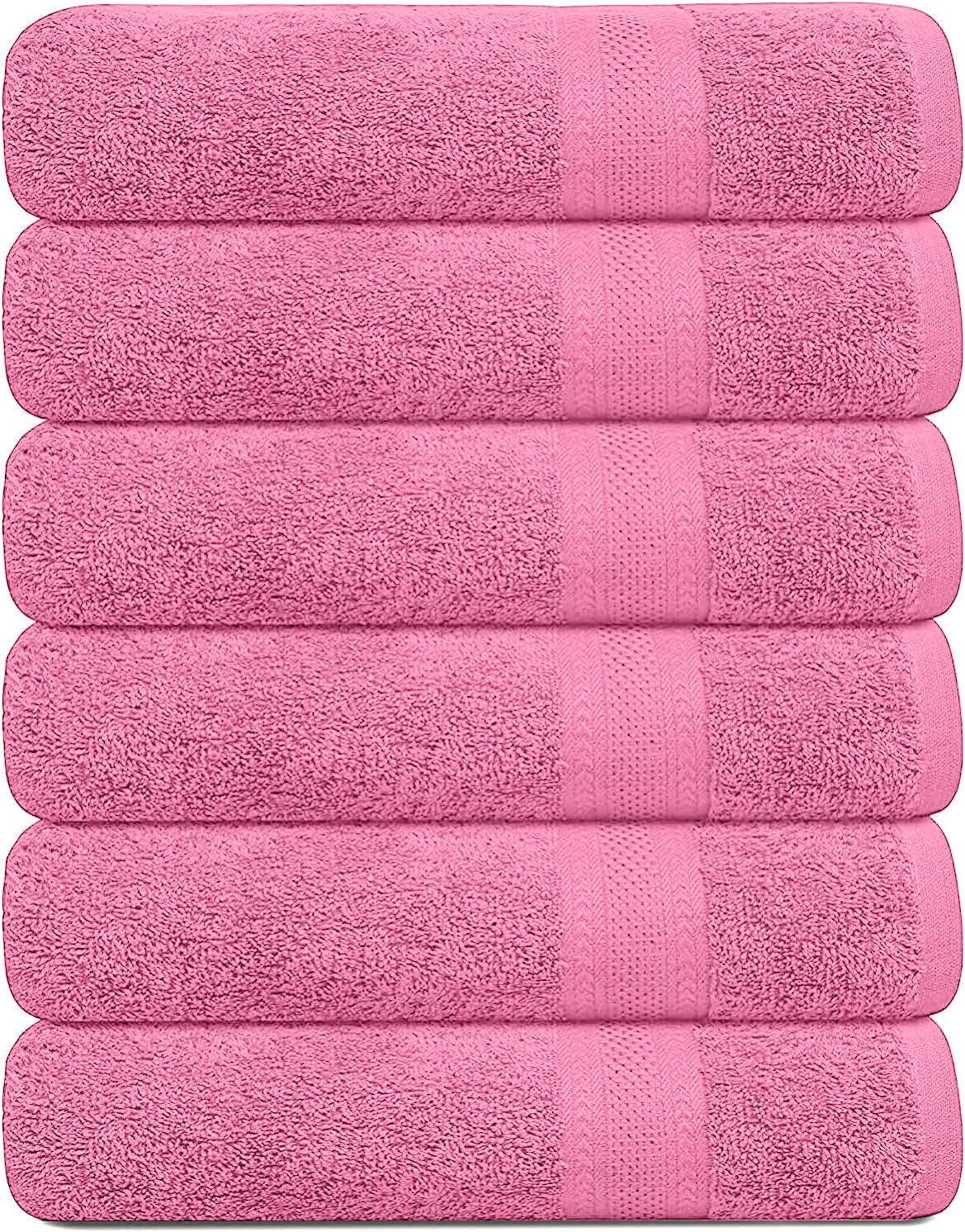 KAHAF COLLECTION 100% Cotton Bath Towels, 24x48 Pack of 6 Towels, Quick Dry, Highly Absorbent, Soft Feel Towel, Gym, Spa, Bathroom, Shower, Pool, Luxury Soft Towels (Grey, 24x48-6 Pack)