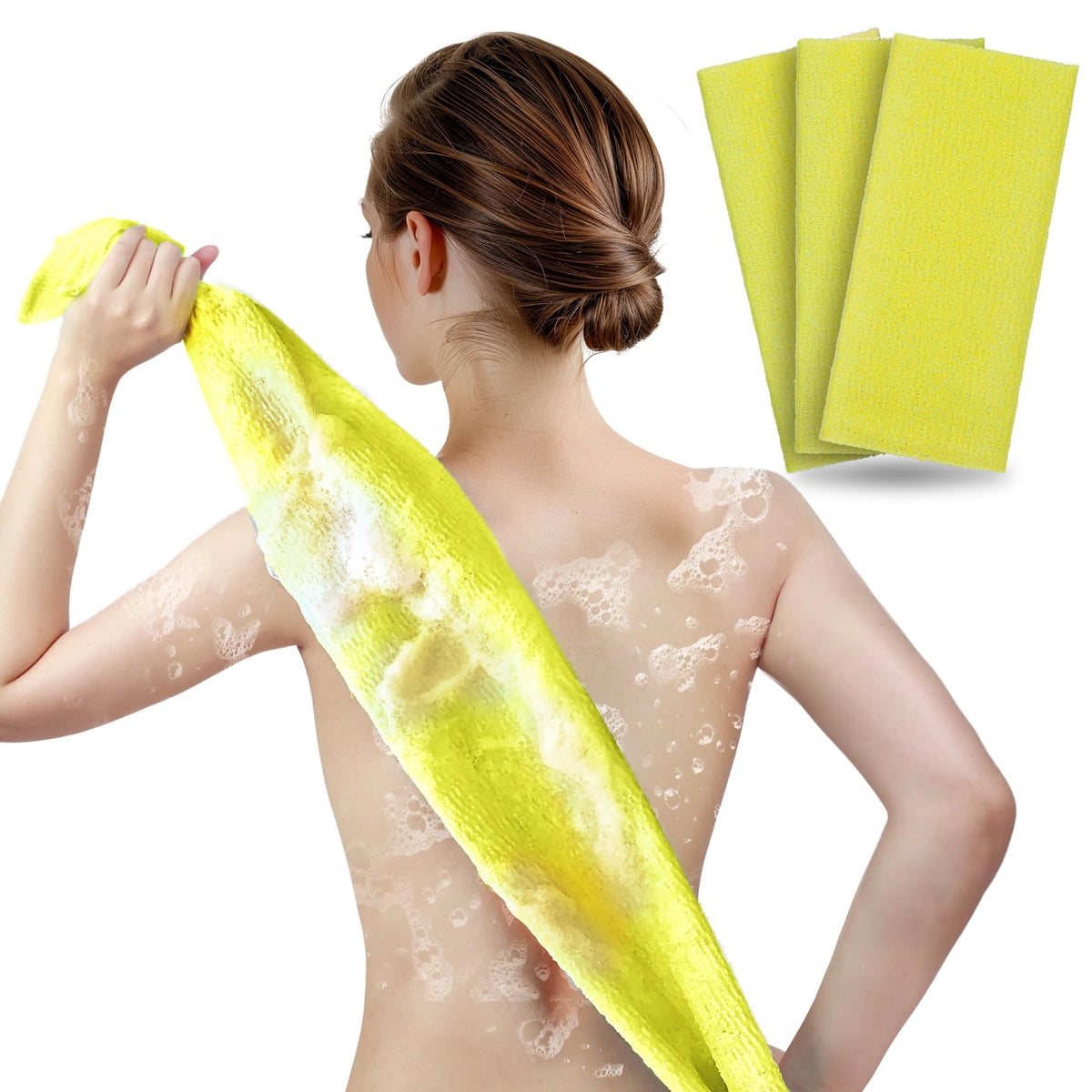 ARCH&M Exfoliating Washcloth & Japanese Shower Towel, Body Scrubber, 3 Pack
