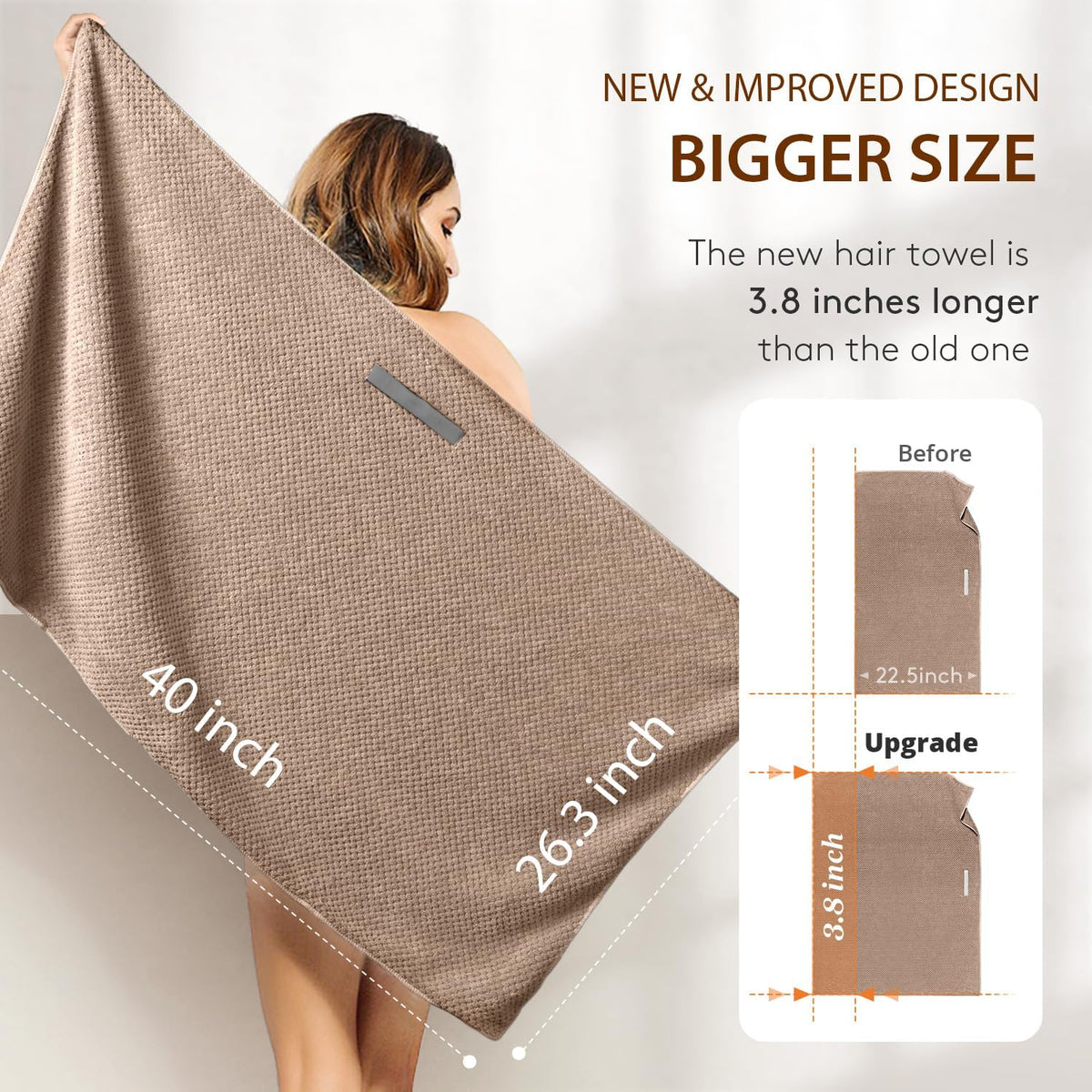 YFONG Large Microfiber Hair Towel Wrap for Women, 26" X 40" Super Absorbent