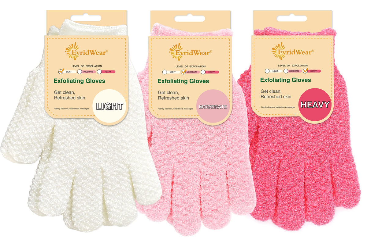 Evridwear Exfoliating Glove for Shower Bath, Body Wash Loofah Gloves Women
