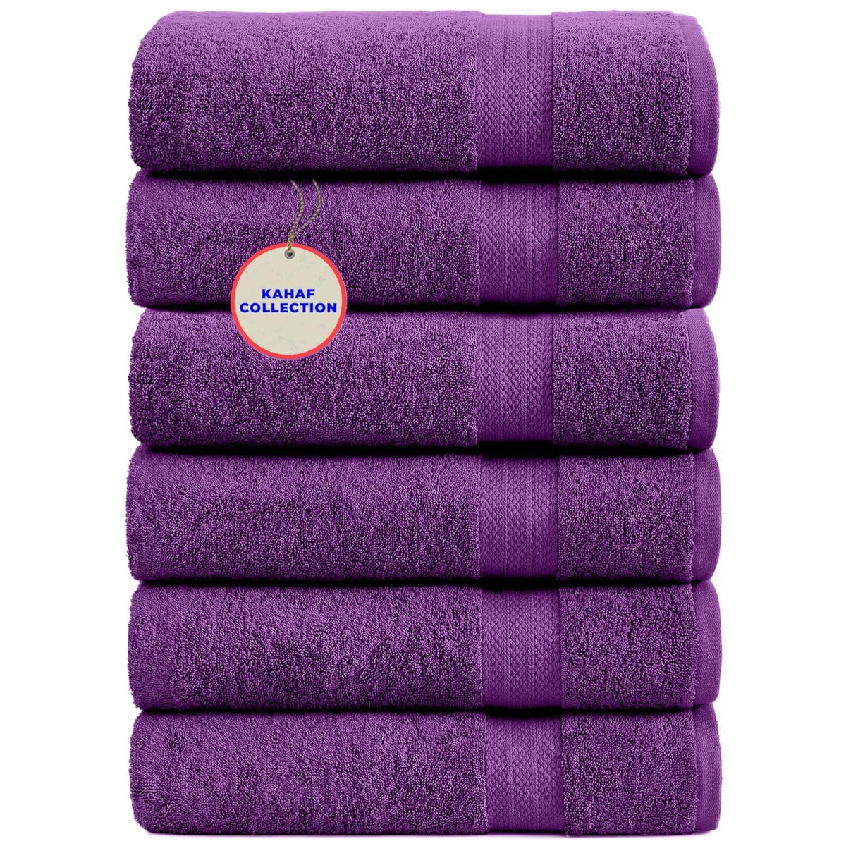 KAHAF COLLECTION 100% Cotton Bath Towels, 24x48 Pack of 6 Towels, Quick Dry, Highly Absorbent, Soft Feel Towel, Gym, Spa, Bathroom, Shower, Pool, Luxury Soft Towels (Grey, 24x48-6 Pack)