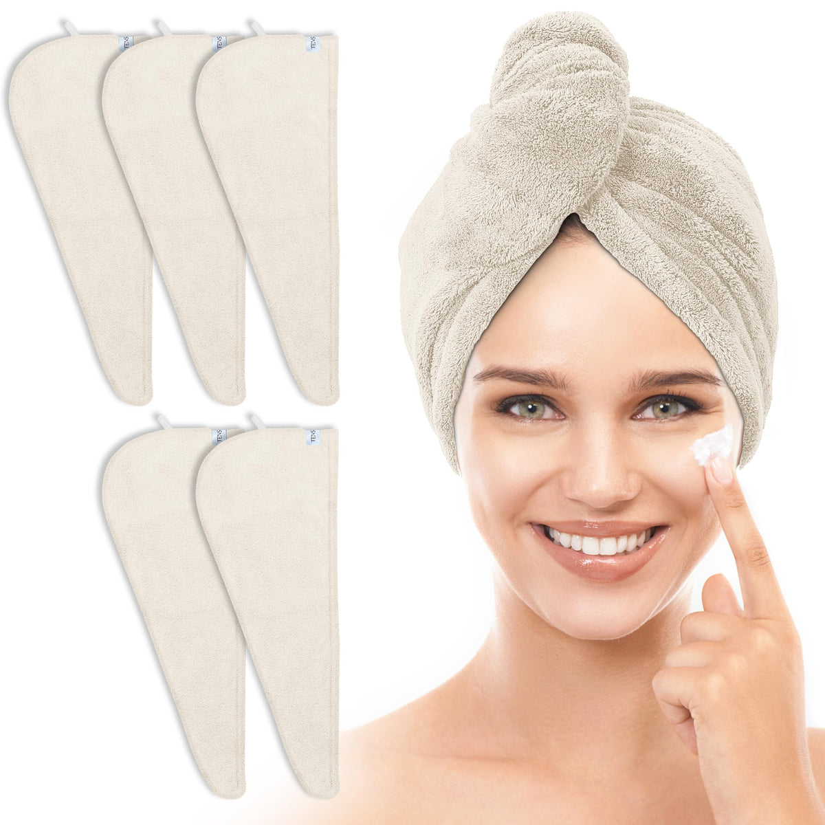 TENSTARS Microfiber Hair Towel Wrap for Women All Hair Types, 320GSM Thick