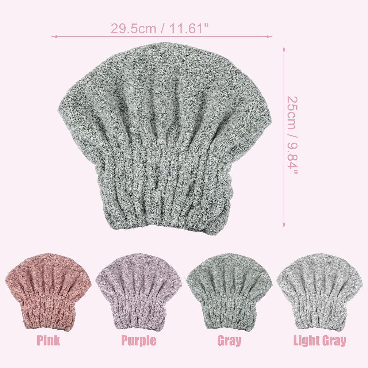 VOCOSTE Charcoal Fiber Hair Drying Towel Dry Cap, Lightweight Strong Absorbent, for After Bath Drying Hair, Gray