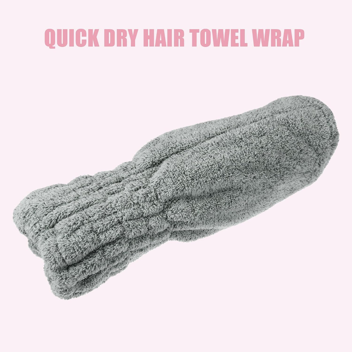 VOCOSTE Charcoal Fiber Hair Drying Towel Dry Cap, Lightweight Strong Absorbent, for After Bath Drying Hair, Gray