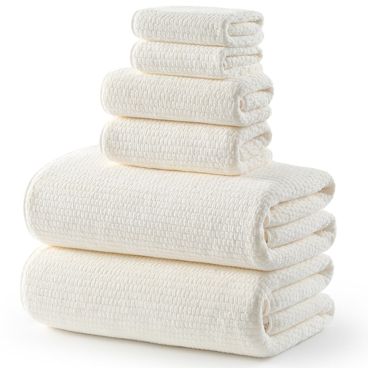 ecolook Microfiber Bath Towel Set of 6, Oversized 35 x 70 in, Soft, Gray