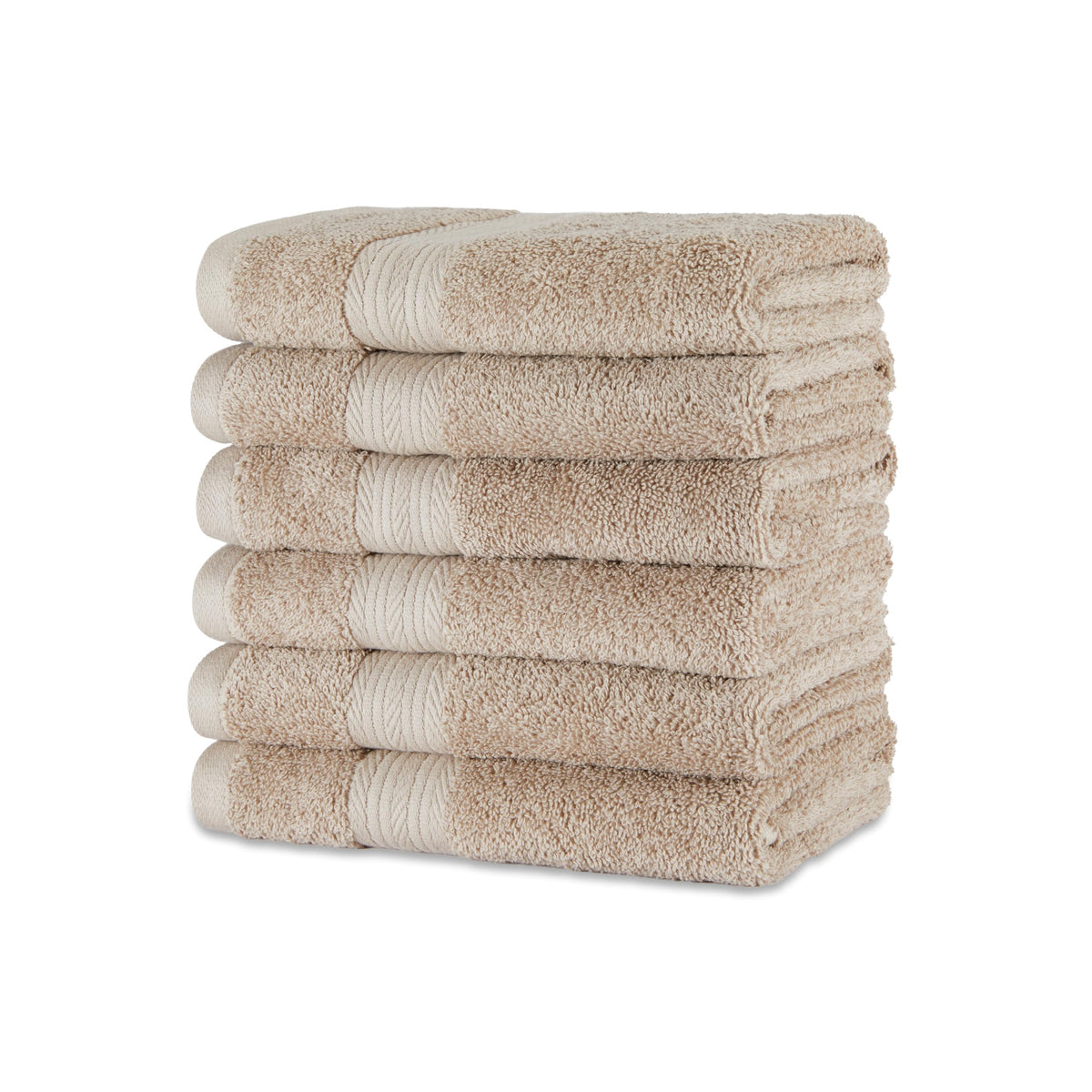 Amazon Basics 6-Piece Highly Absorbent Fade-Resistant Towel Set, 100% Cotton Towels for Bathroom, Soft, 2 Bath Towels, 2 Hand Towels, 2 Washcloths, Black