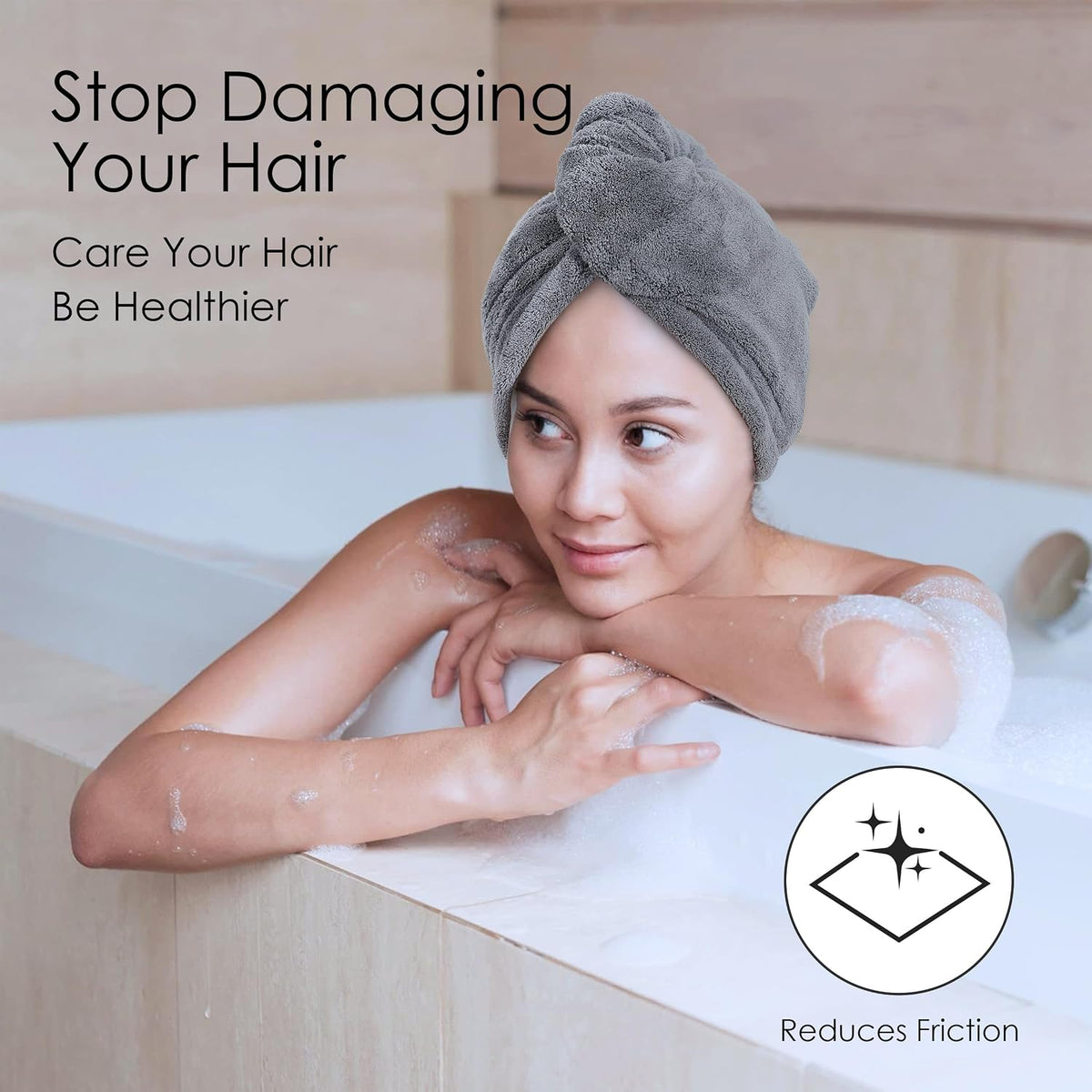 TENSTARS Microfiber Hair Towel Wrap for Women All Hair Types, 320GSM Thick