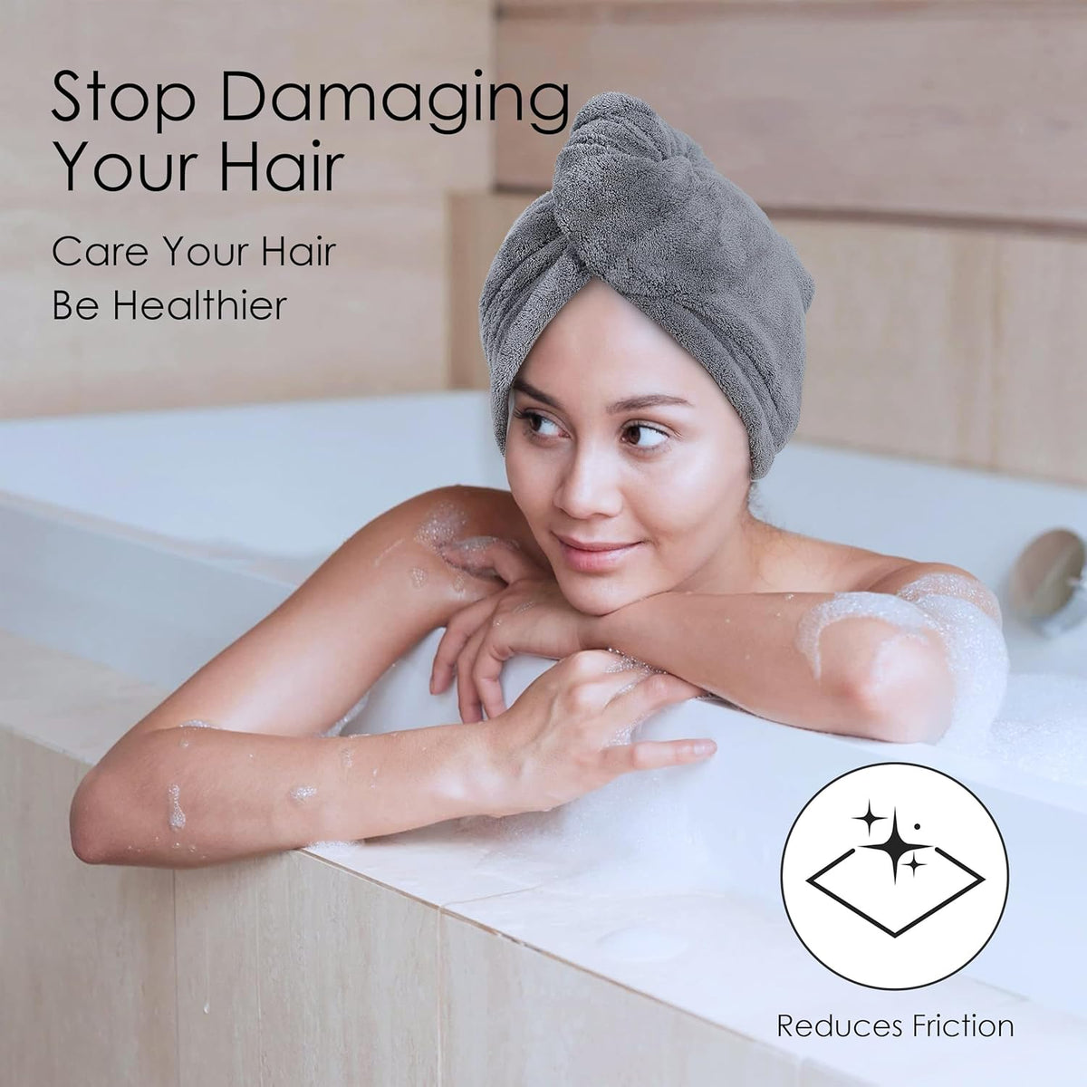 TENSTARS Microfiber Hair Towel Wrap for Women All Hair Types, 320GSM Thick