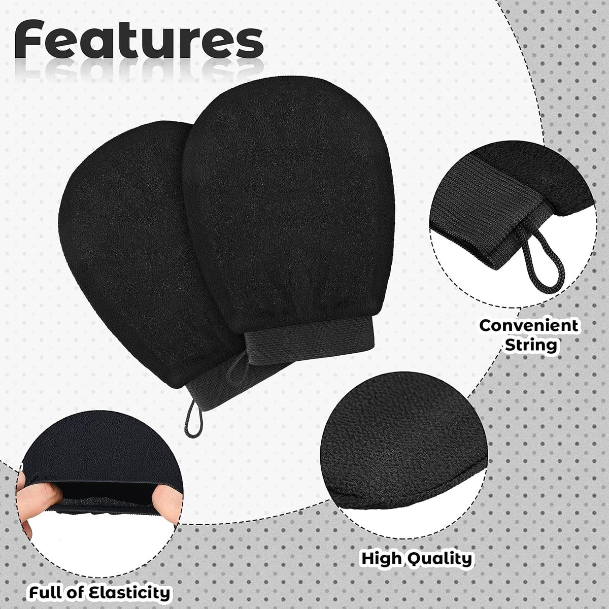Tatuo 4 Pcs Exfoliating Mitts Korean Exfoliating Gloves for Body Shower
