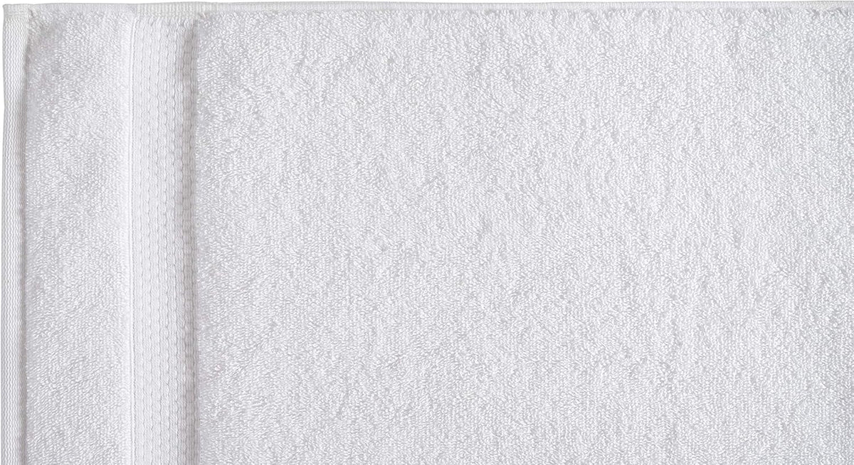 Amazon Basics 6-Pack Bath Towels, 100% Ring Spun Cotton, 600 GSM, Lightweight and Highly Absorbent, Quick Drying, Hotel Quality, 27 x 54 inches, White