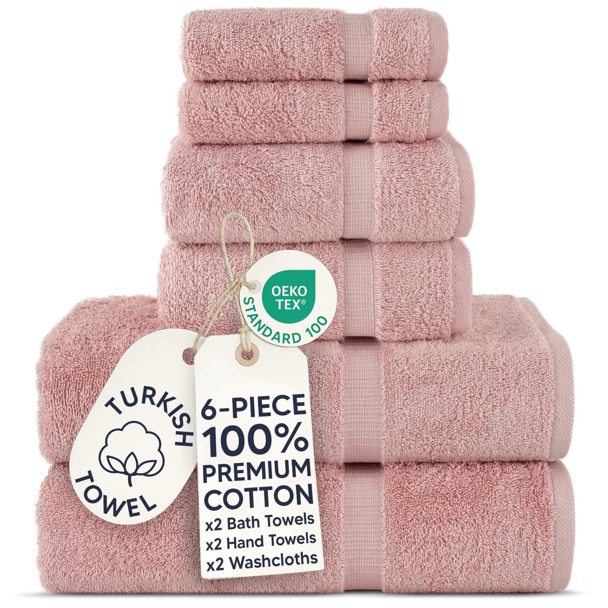 Chakir Turkish Linens 100% Cotton 4-Pack Bath Towels 27x54, Gray