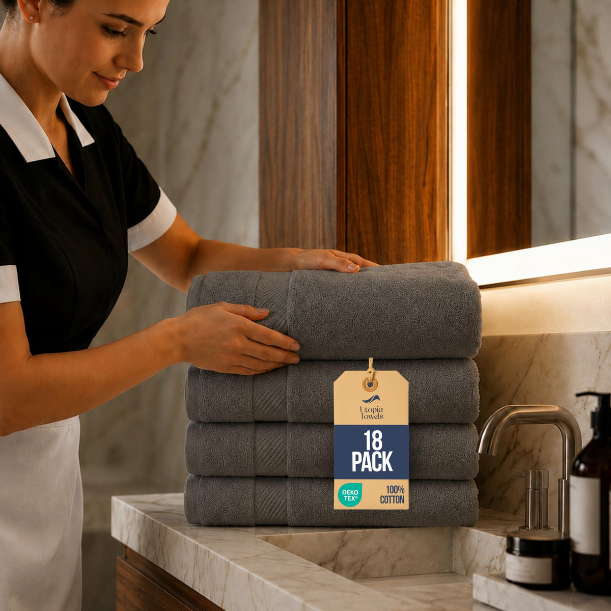 Utopia Towels 6 Pack Medium Bath Towels, 24x48 in, 500 GSM Cotton, Grey