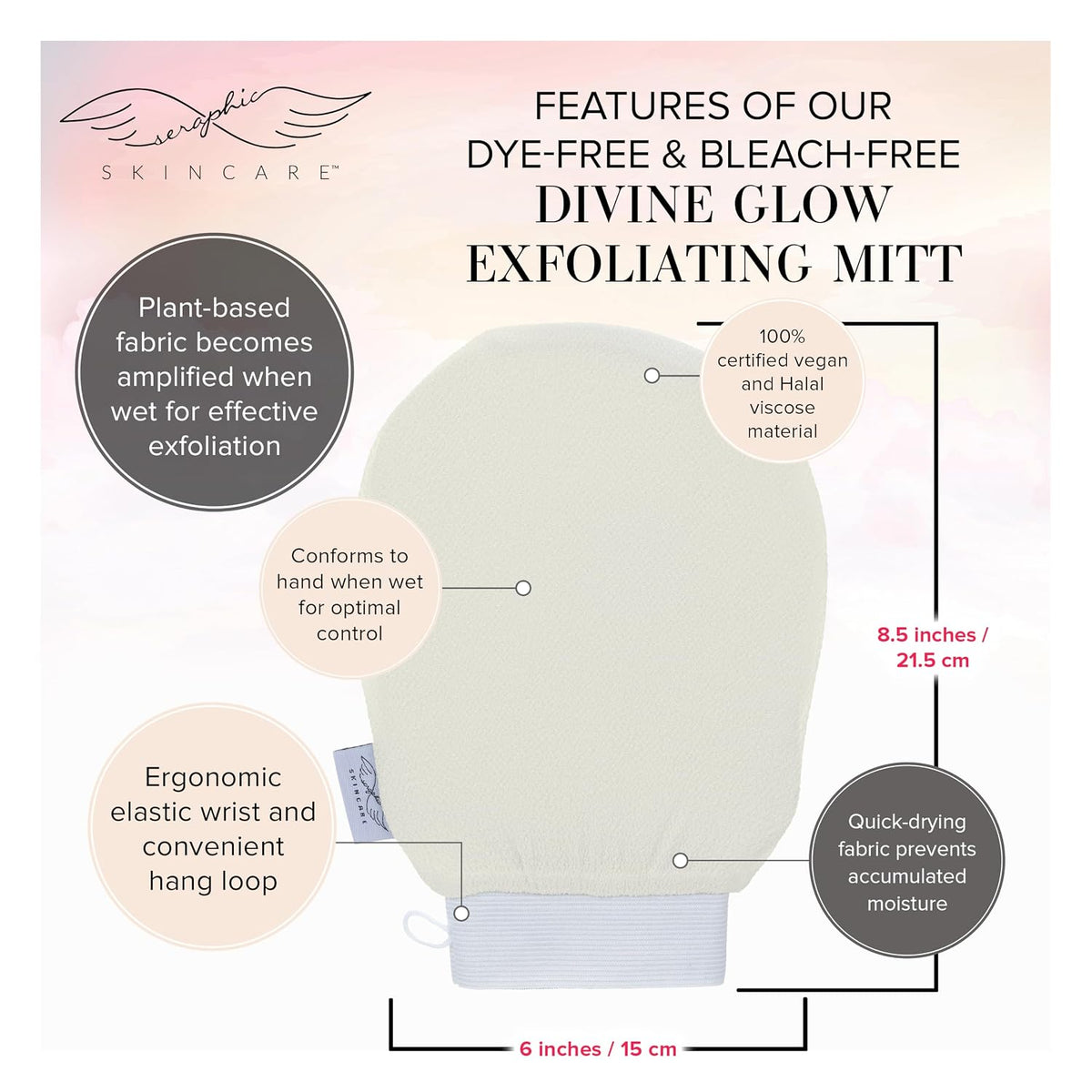Divine Glow Exfoliating Mitt for Body 2pcs - Body Scrub Glove & Exfoliator
