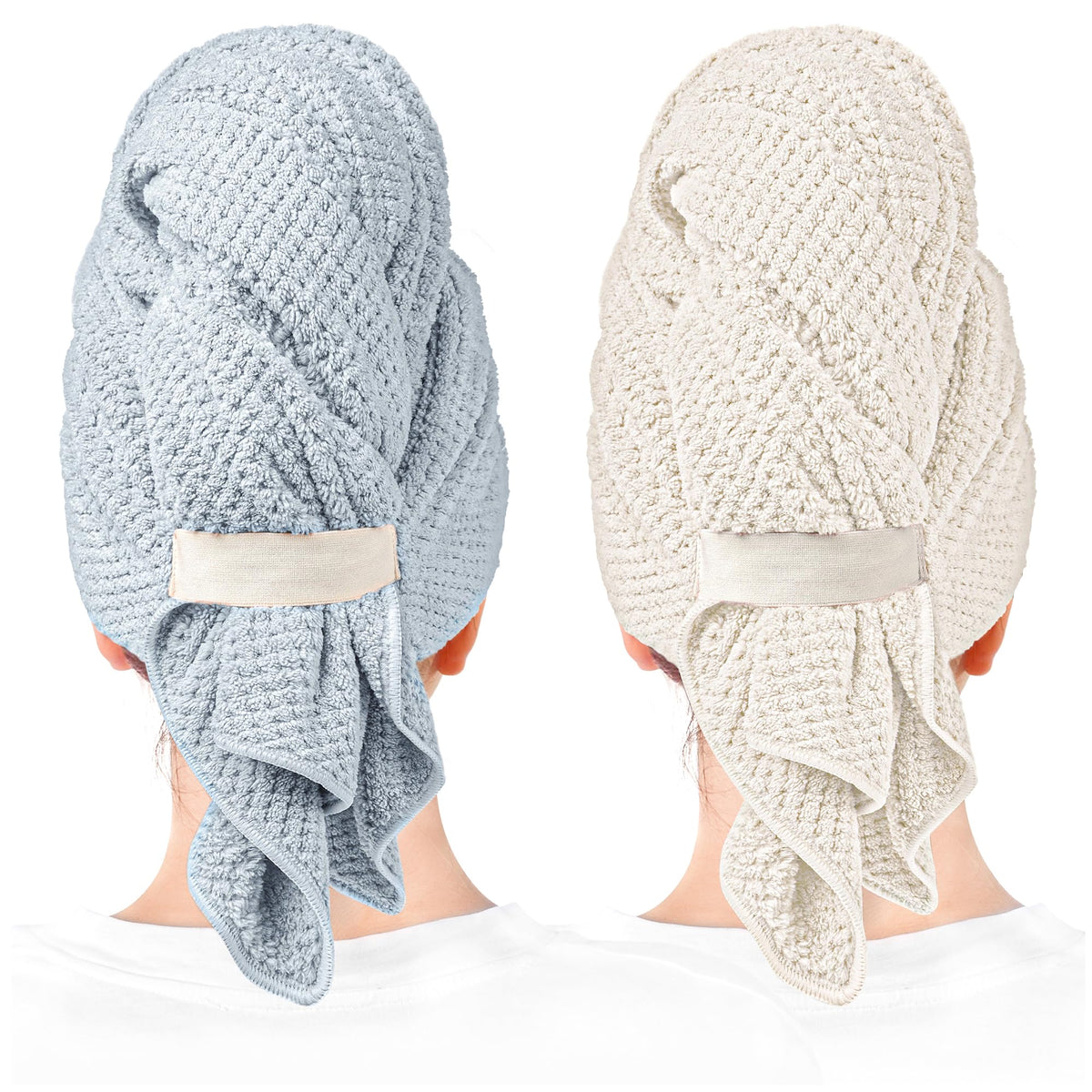 ROLSHOL 2-Pack Large Microfiber Hair Towel Wraps for Women, 27 × 39 in