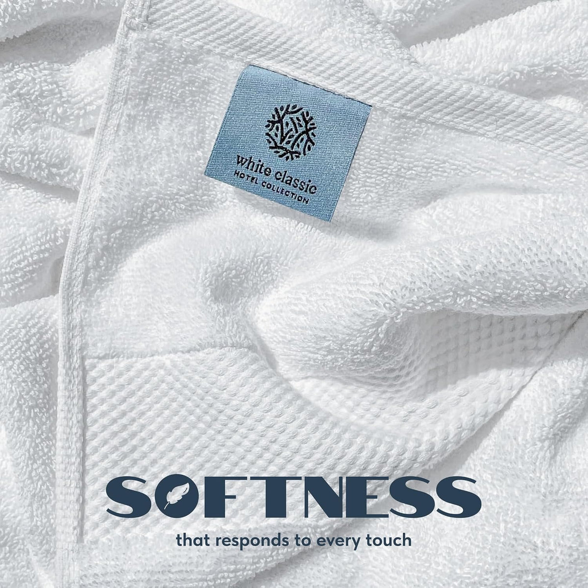 White Classic Luxury White Bath Towels - 4 Pack, 100% Turkish Cotton, 27x54