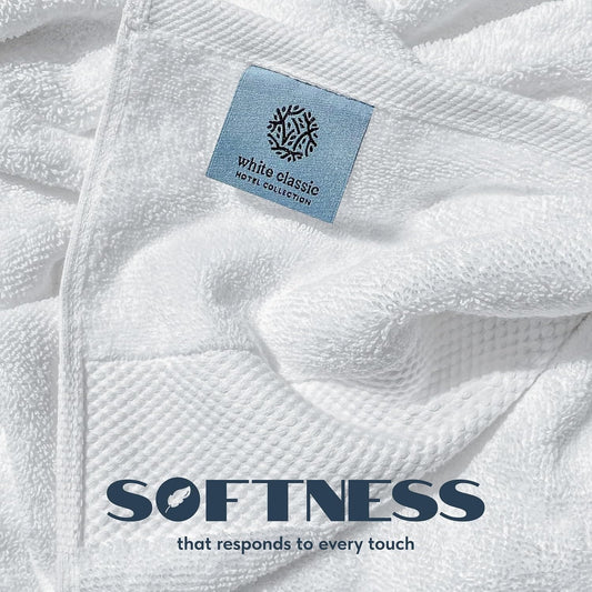 White Classic Luxury White Bath Towels - 4 Pack, 100% Turkish Cotton, 27x54