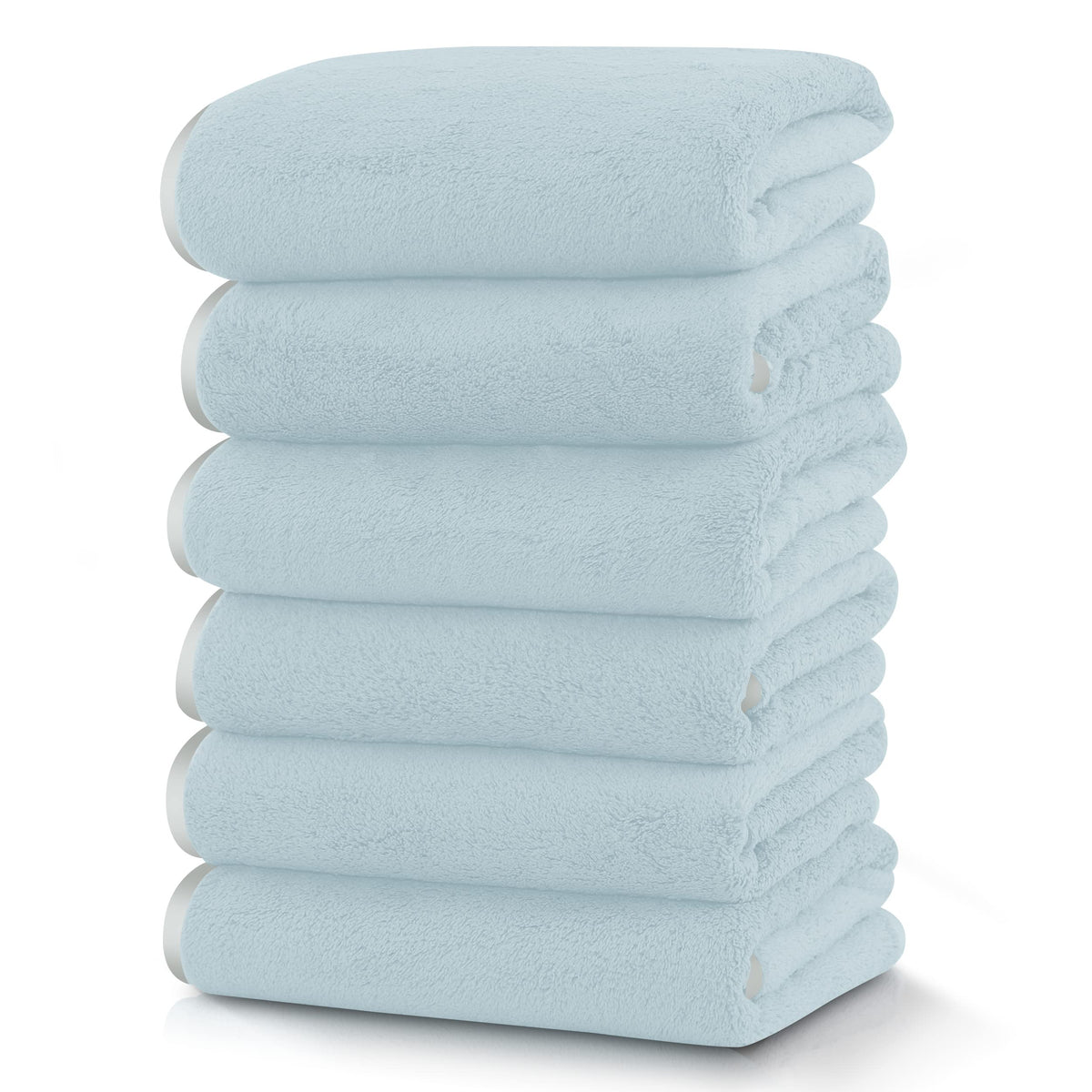 TENSTARS Luxury Silk Hemming Towel Set - Light Thin Quick Drying - 2 Bath Towels 2 Hand Towels 2 Washcloths - Ultra Soft Microfiber, for Bath Fitness, Sports, Yoga, Travel (Dark Grey 6 Pieces)