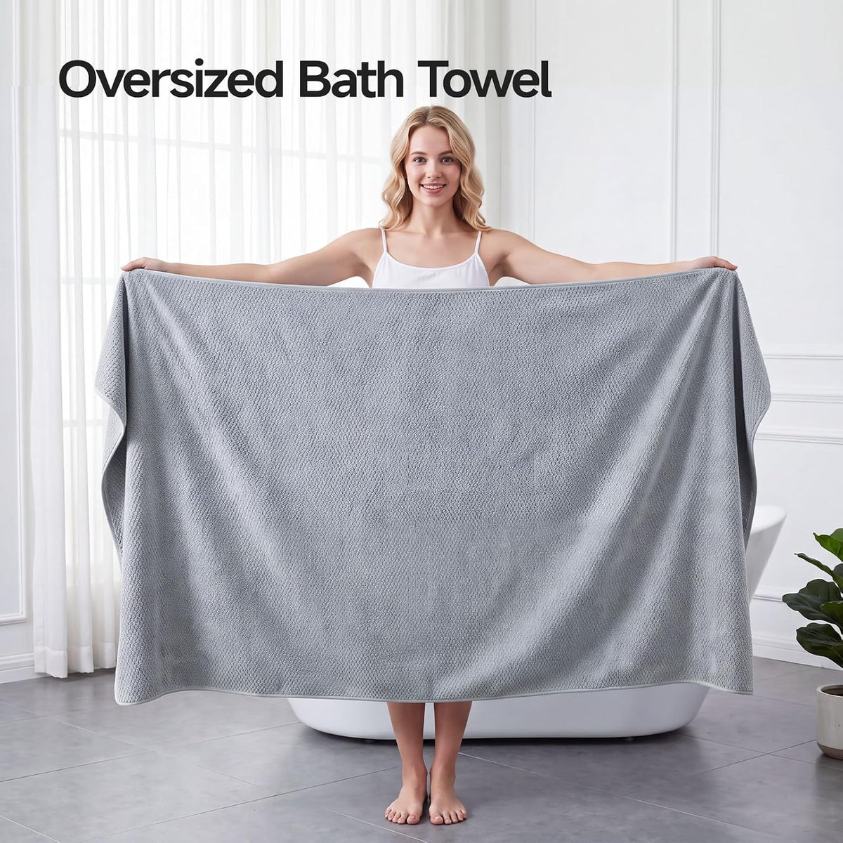 ecolook Microfiber Bath Towel Set of 6, Oversized 35 x 70 in, Soft, Gray
